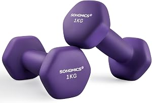 SONGMICS 2 x Neoprene Coated Hex Dumbbells for Strength Training Fitness Home