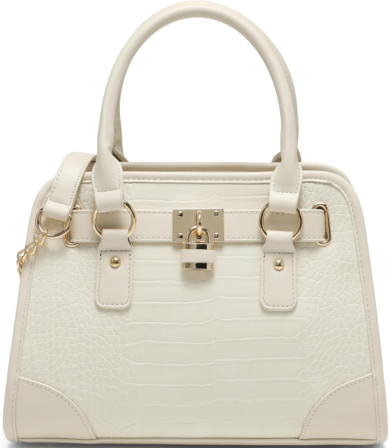 GEMIU Women's Crocodile Embossed Satchel Bag with Lock, Premium PU Leather Top Handle Handbag, Convertible Shoulder Tote
