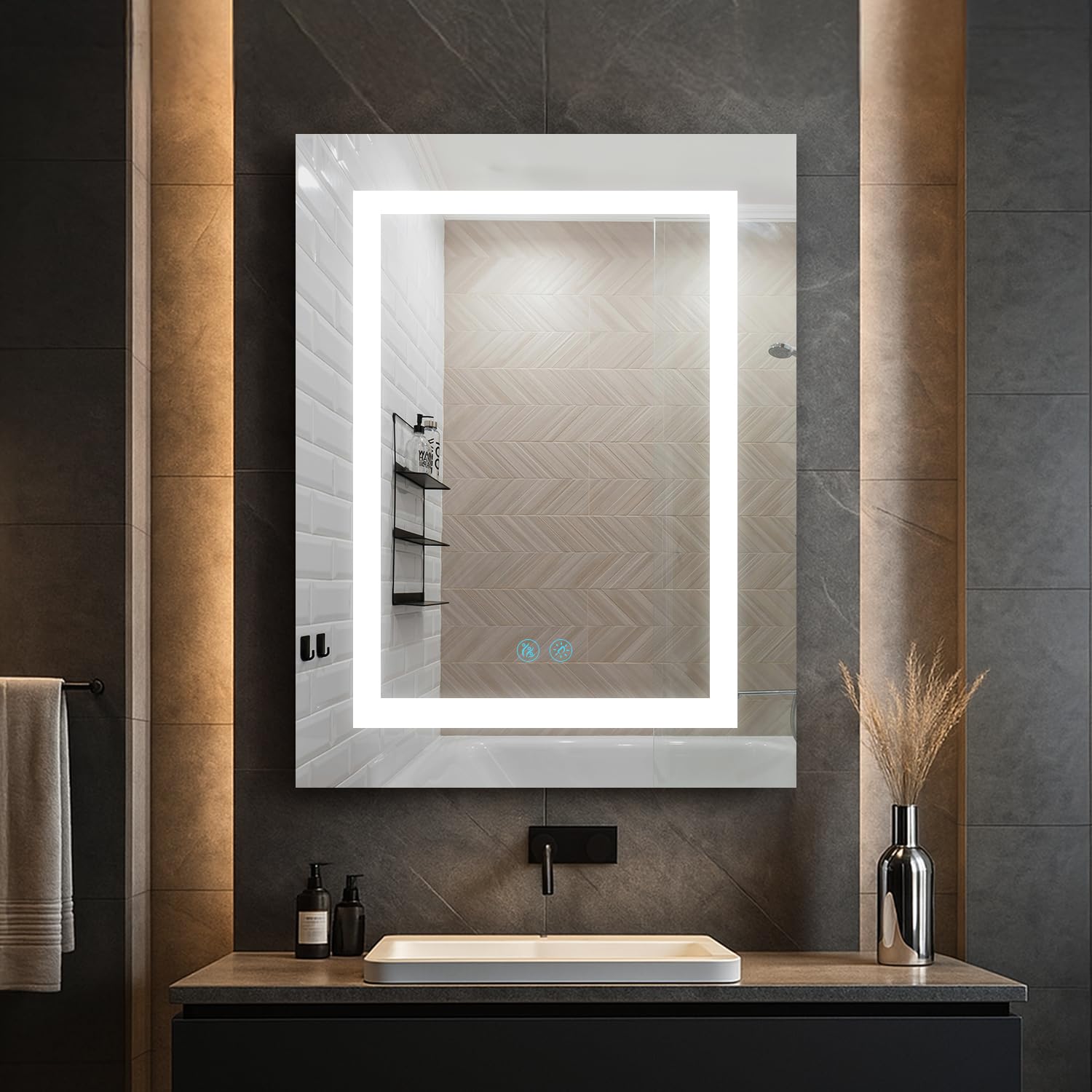 Blossom LED Lighted Bathroom Medicine Cabinet Mirror, Right Hinge, 20x26