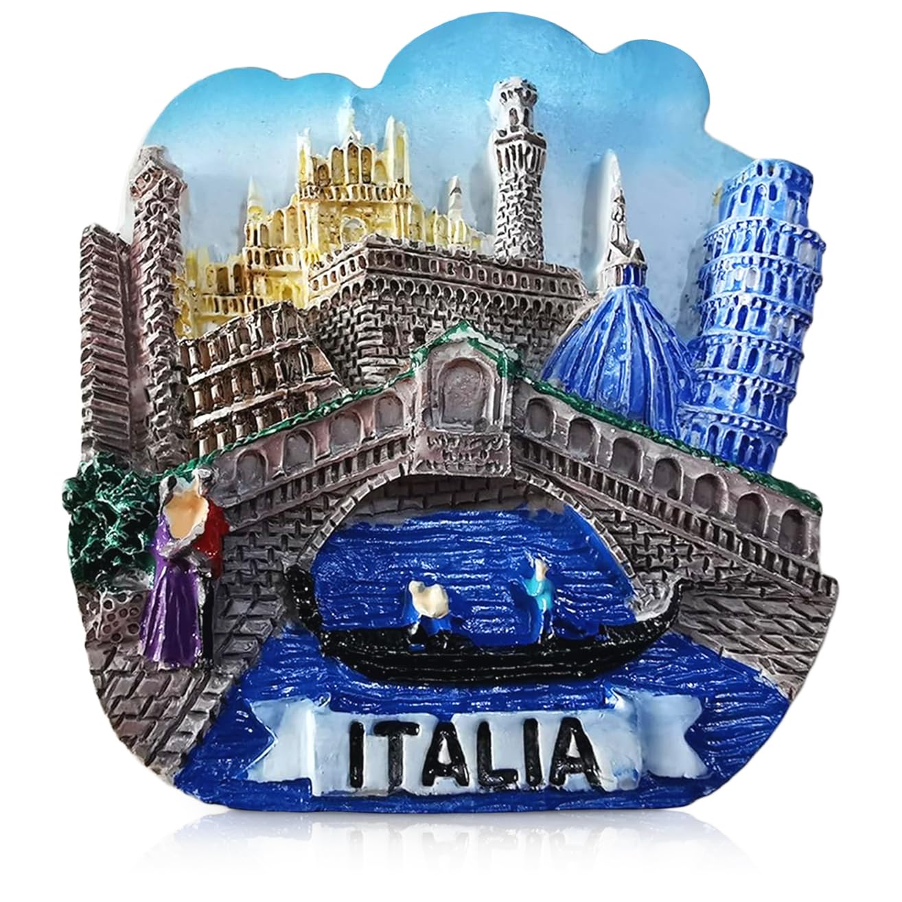 Venice Italy 3D Souvenir Fridge Magnet - Hand-Painted Resin Italia Skyline - Features Rialto Bridge & Gondola - 6.5cm Premium Decorative Travel Gift — image 1
