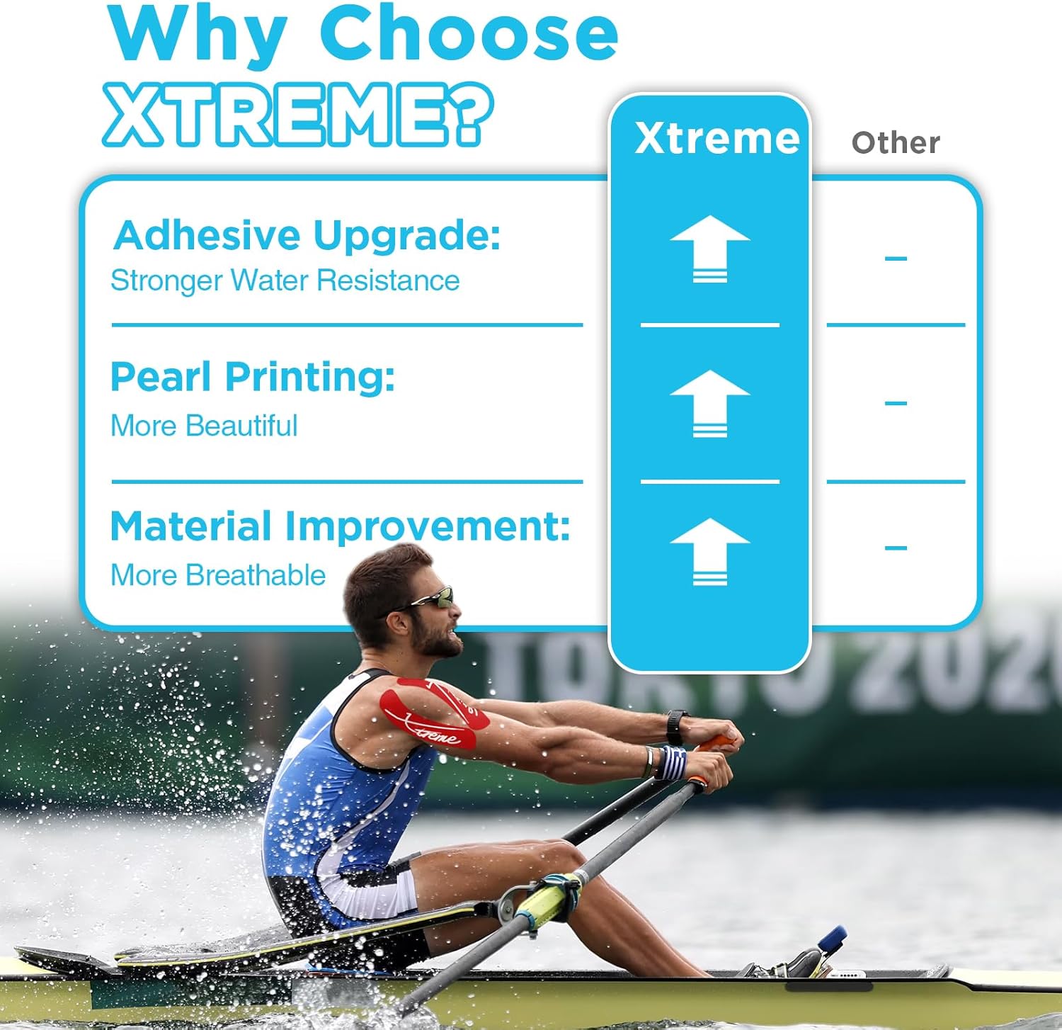 OK TAPE Pearlescent Printed Muscle Tape Pre-Cut Strips,20PCS,Red,Xtreme Synthetic Kinesiology Tape for Joint & Muscle Support,Durable and Breathable, 2in×16.4ft Roll - Image 5