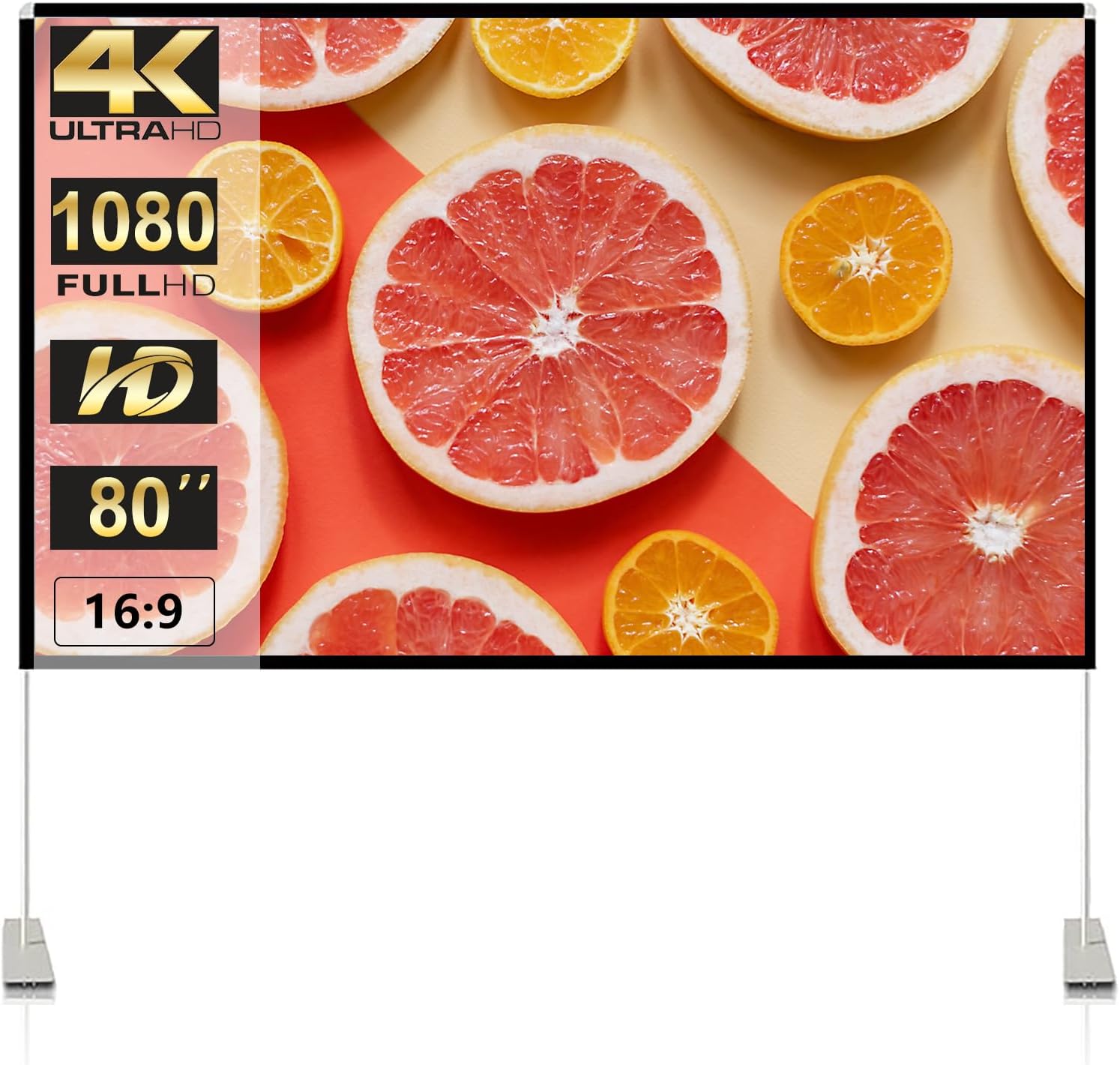 Tela de projetor com suporte tela de projeção portátil de 80 polegadas ...