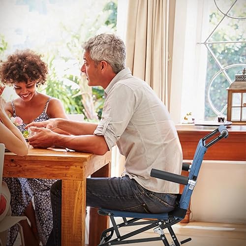 Miniatura 4 de Silla de ruedas ligera para adultos, asiento plegable de transporte de 18 pulgadas, silla de ruedas plegable con reposapiés elevable para viajes de