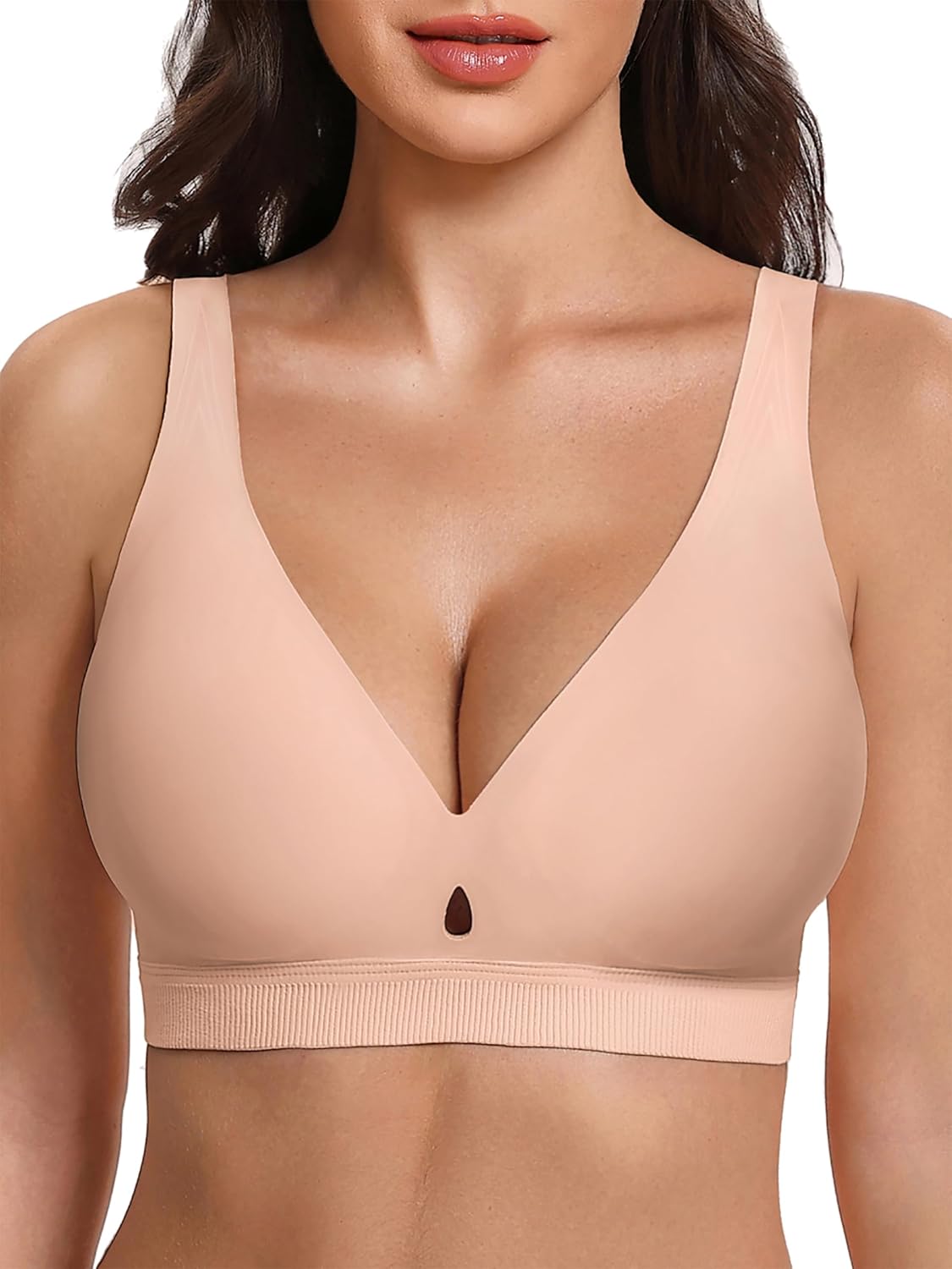 Avidlove Bras for Women V Neck Wireless Comfortable Bra Supportive No Underwire Bras Tshirt Push Up Bralettes Seamless Bra