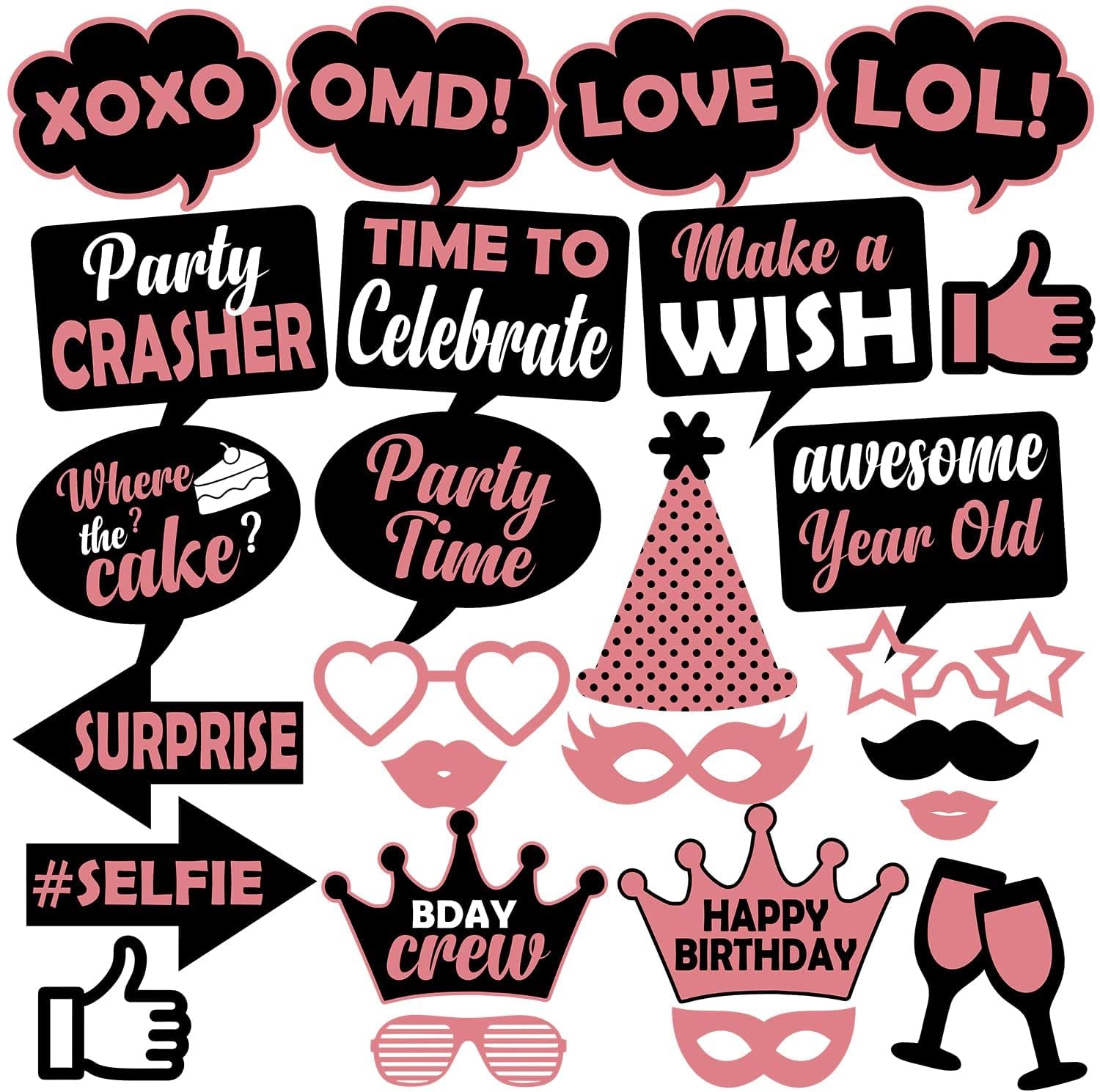 Indian Collectible - Set di 26 puntelli per fotobooth con scritta "Happy Birthday" (lingua italiana non garantita)