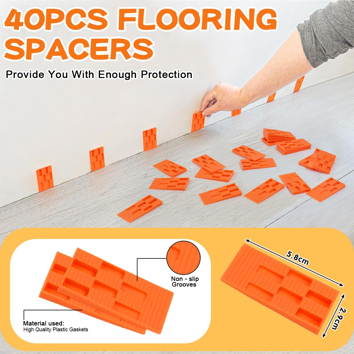 Kit de Instalación de Suelo Laminado - 43 PCS Herramientas para Suelo Laminado Incluye Martillo de Goma, Palanca de Extracción y Cuñas Separadoras - Kit Instalacion paraSuelo Vinilico Click