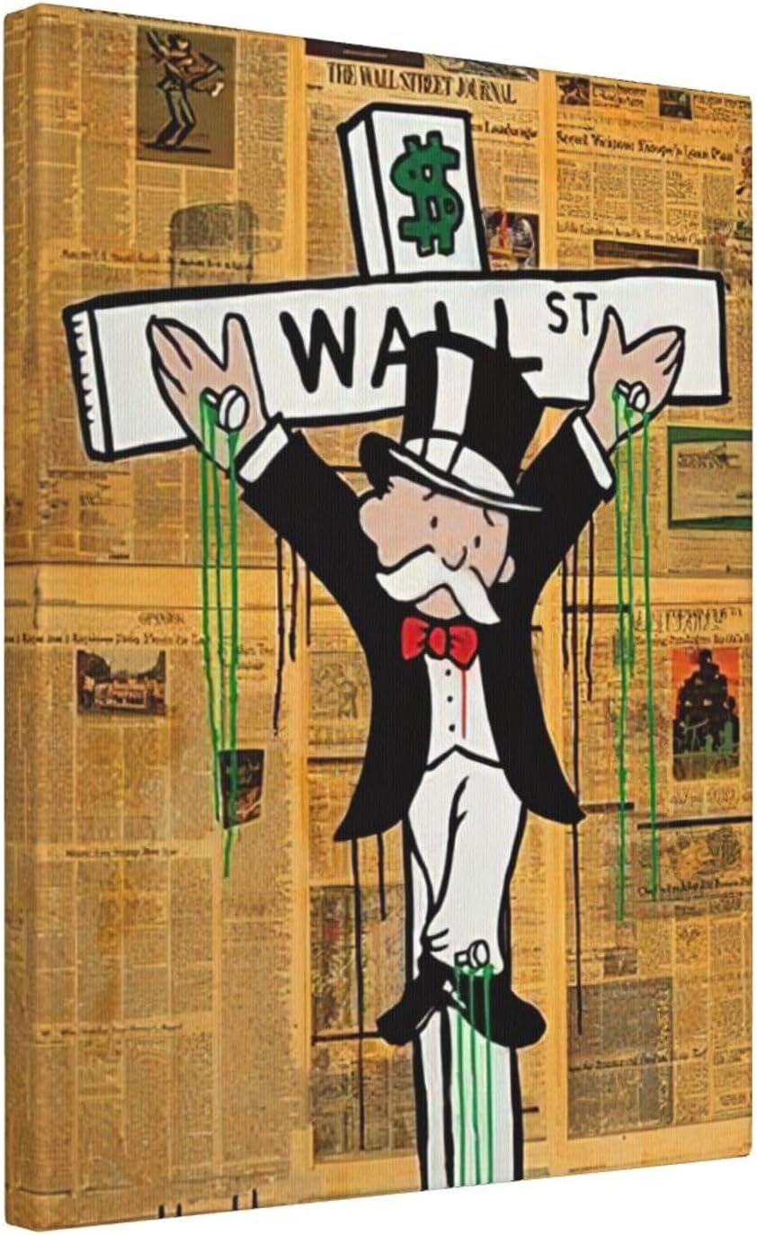 Banksy Street Graffiti Canvas Wall Art Man Fashion Unique Modern Artist Aesthetics Pictures Wall Decor Abstract Painting Framed Poster Print for Home Living room Bedroom Bathroom Office 16”X20