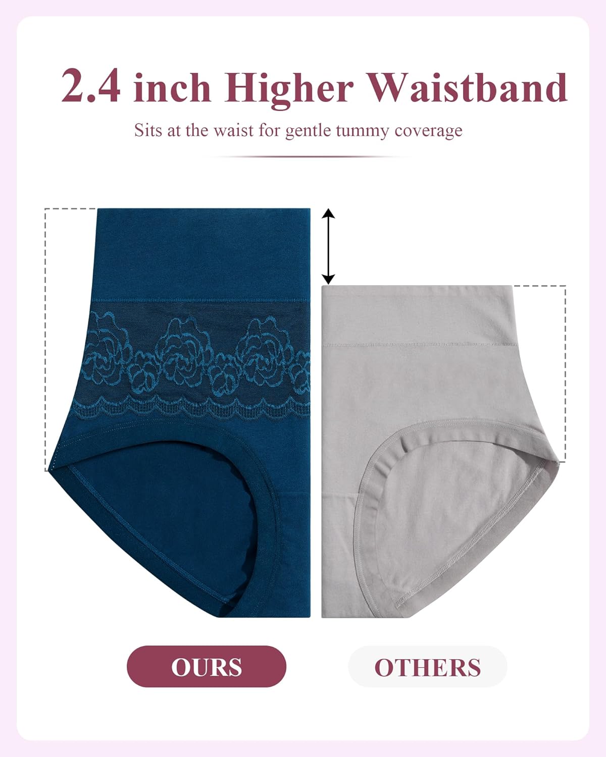 Womens Cotton Underwear High Waisted Tagless Stretch Breathable Panties Soft Full Coverage Boyshorts Briefs 5 Pack - Image 4