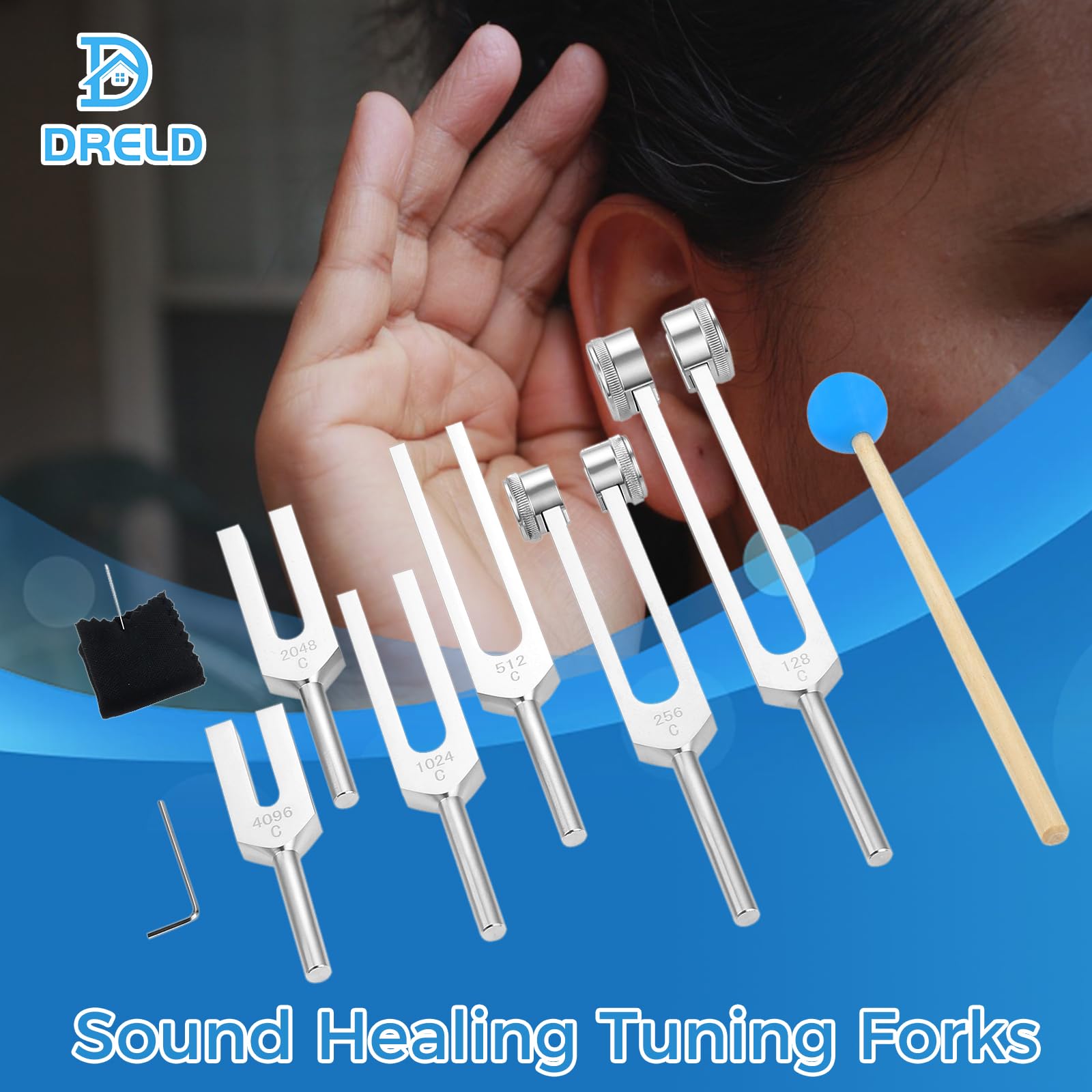 Set Di 4 Diapason Terapeutici | 528Hz, 432Hz, 128Hz, 136.1Hz Per Meditazione E Benessere - Foto 2