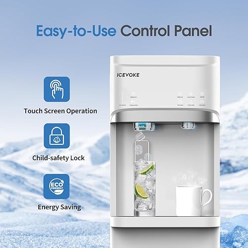Miniatura 3 de Dispensador de agua autolimpiante 3 en 1 con máquina de hielo, enfriador de agua caliente y fría de carga inferior para botella de 5 galones,