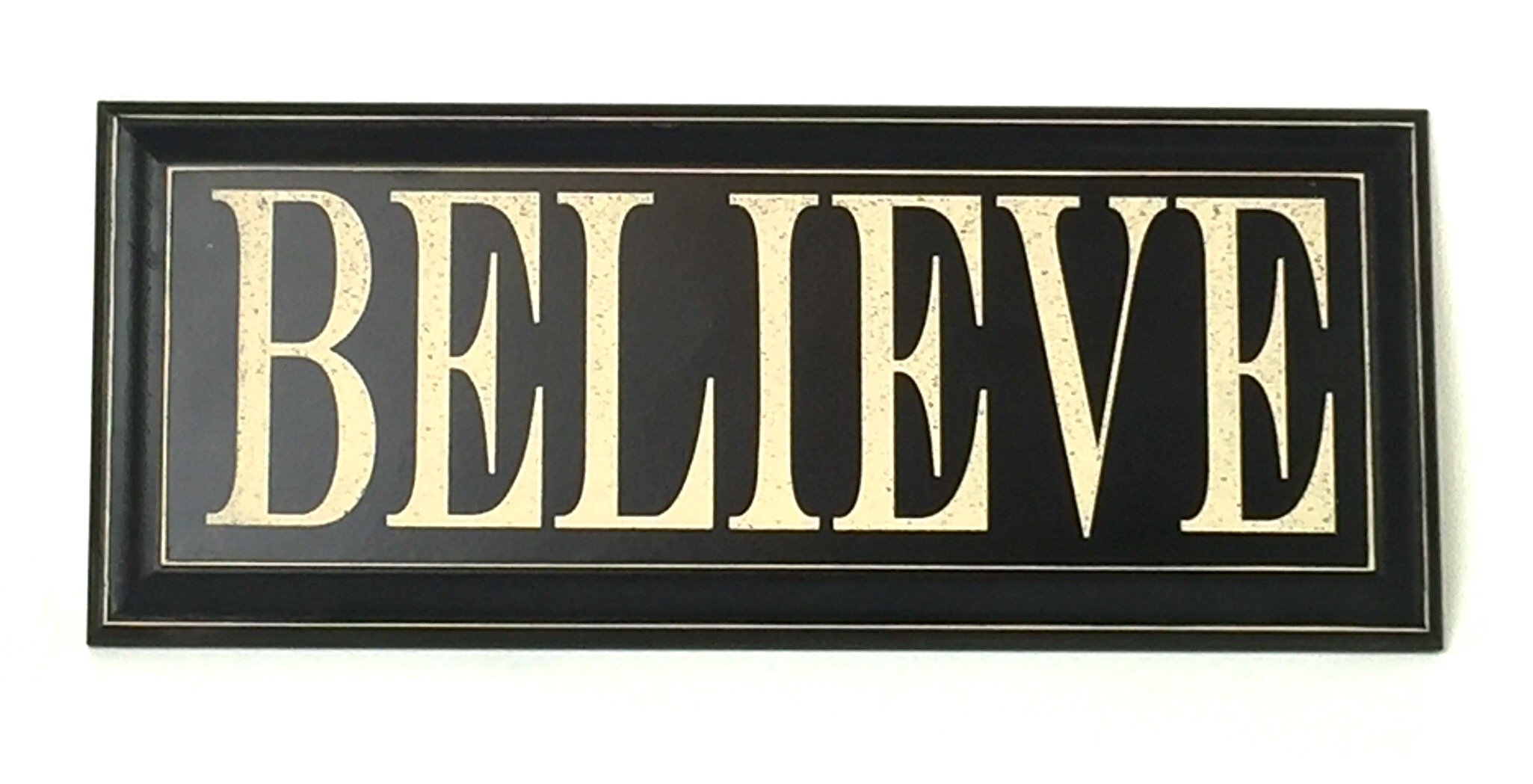 Home Decor Wood Signs with Quotes Inspirational & Sometimes Funny Sayings Rustic Wood Signs (8" x 18", Believe (80-041-BLK))