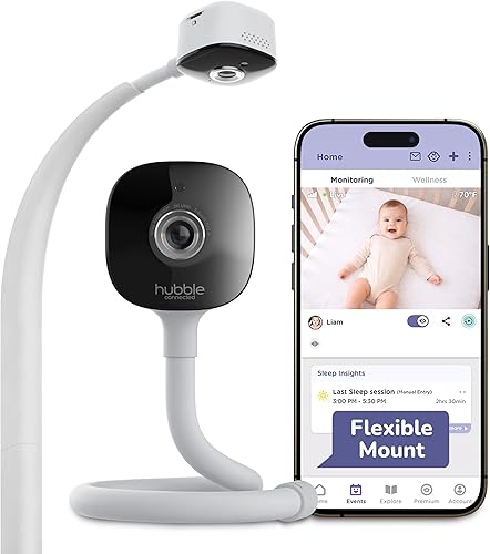 HUBBLE CONNECTED GoBaby AI - Cámara de monitor de bebé HD 2K con monitoreo avanzado de inteligencia artificial, detección de cara cubierta y vuelco,