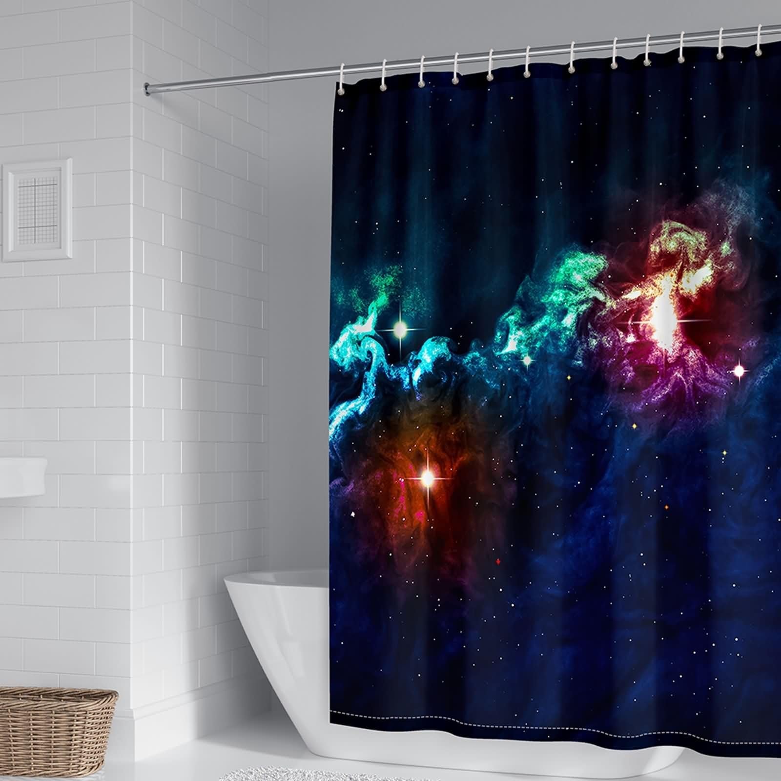 Rideau de douche anti-adhérence en polyester 200x200cm épais avec anneaux