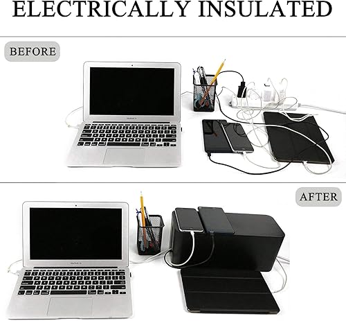 Miniatura 4 de Juego de 3 3 cajas de organización de cables + 3 bridas de cables, organizadores de cajas de cables grandes para sostener y ocultar regleta de