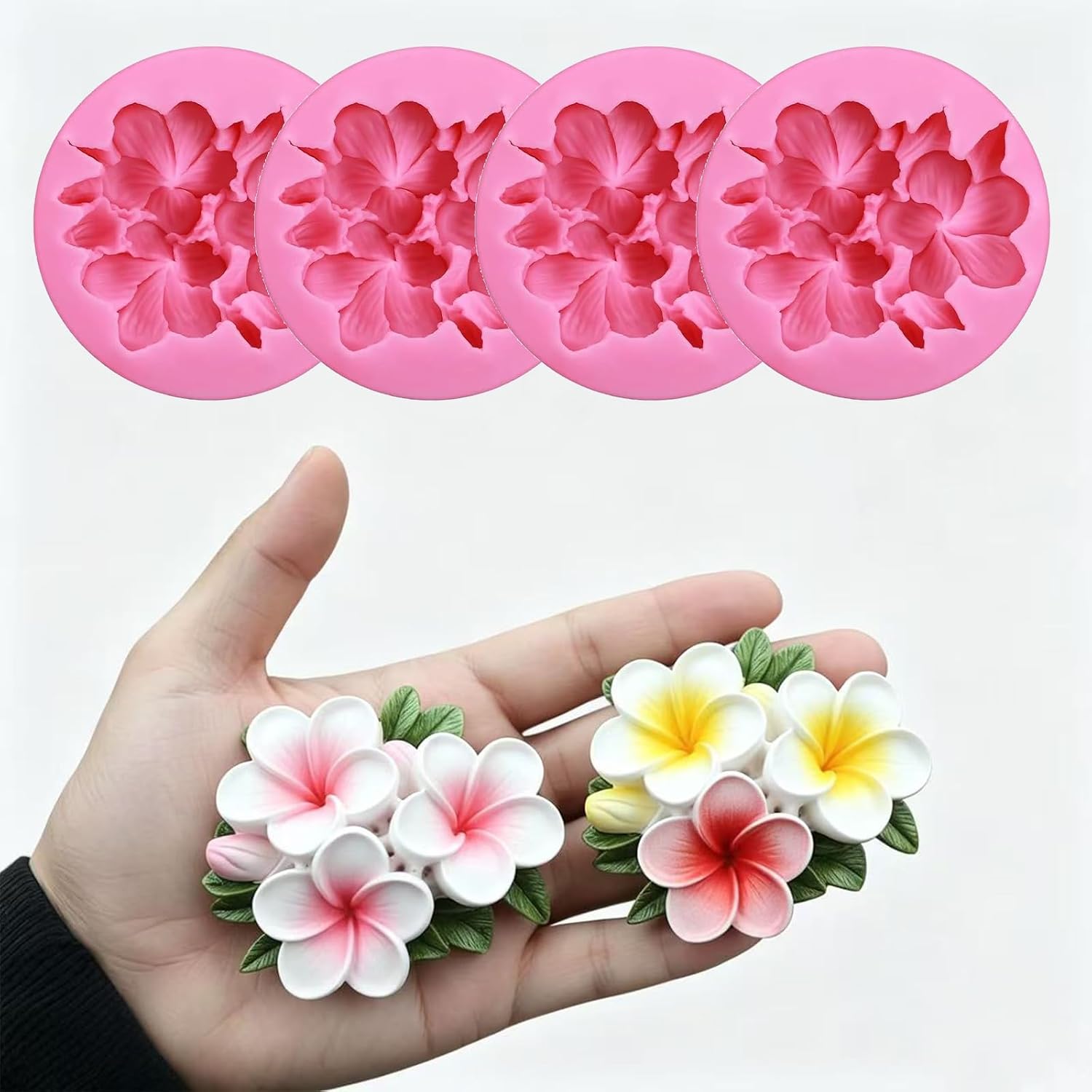 4pcs Flower Candle Mold, Silicone Mold for Candle Making Chocolate Resin Casting Soap Decoration Cake Decorating Fondant Crafts Cute Flower Shaped Candle Molds Ideal for DIY Projects image 5