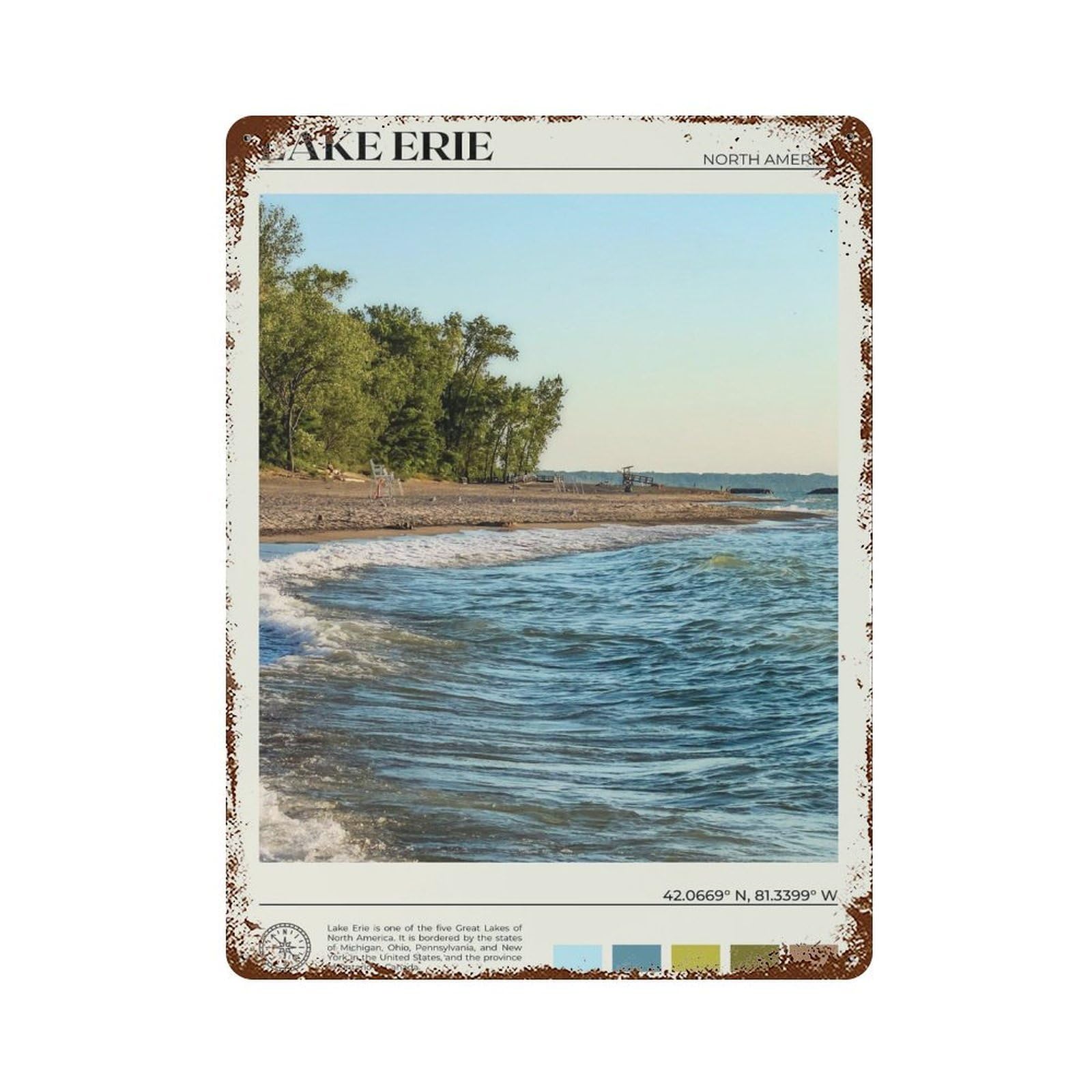 xiaoxiaoshen Real Photo Lake Erie Decor Wall Decor Art Metal Tin Poster Modern Home Decor Art Home Bar Shop Decorations Vintage Sign 40x30cm