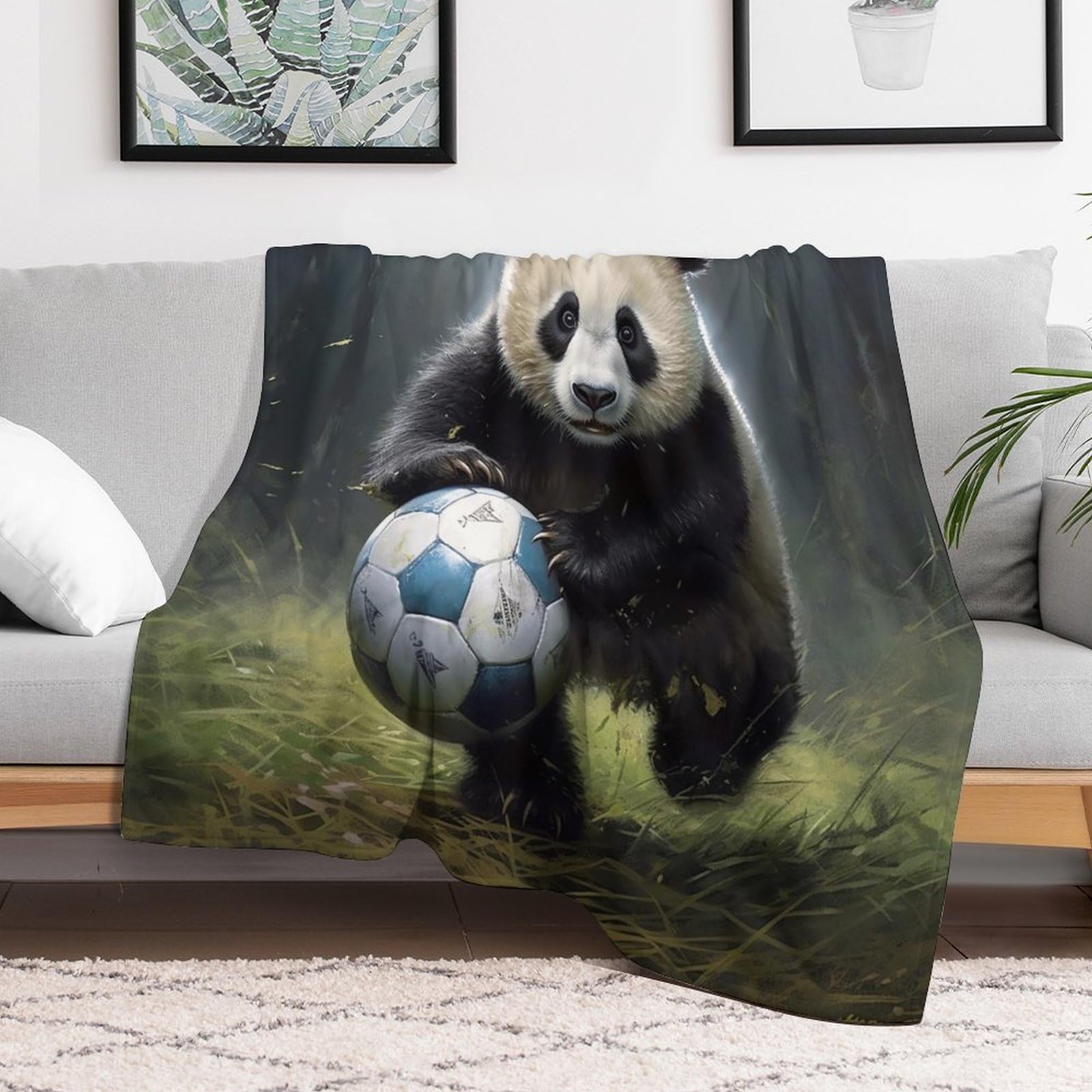 Plaid Couverture De Animal Panda en Flannel Polaire 1 Pièce Moelleux Douce Chaude Facile À Manipuler pour Lit Canapé Chambre Balcon Voyages Bébé Feuteille（180×200cm）