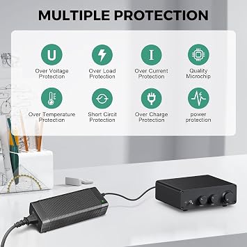 COOLM 48V 5A Power Supply Adapter 240W DC 48 Volt 5 Amp for Home Audio Bluetooth Stereo Receiver Amplifier Mini Hi-Fi Class D Integrated Amp Such BT20A Pro, TB10D, V3, ZA3 Amplifiers POE Switch