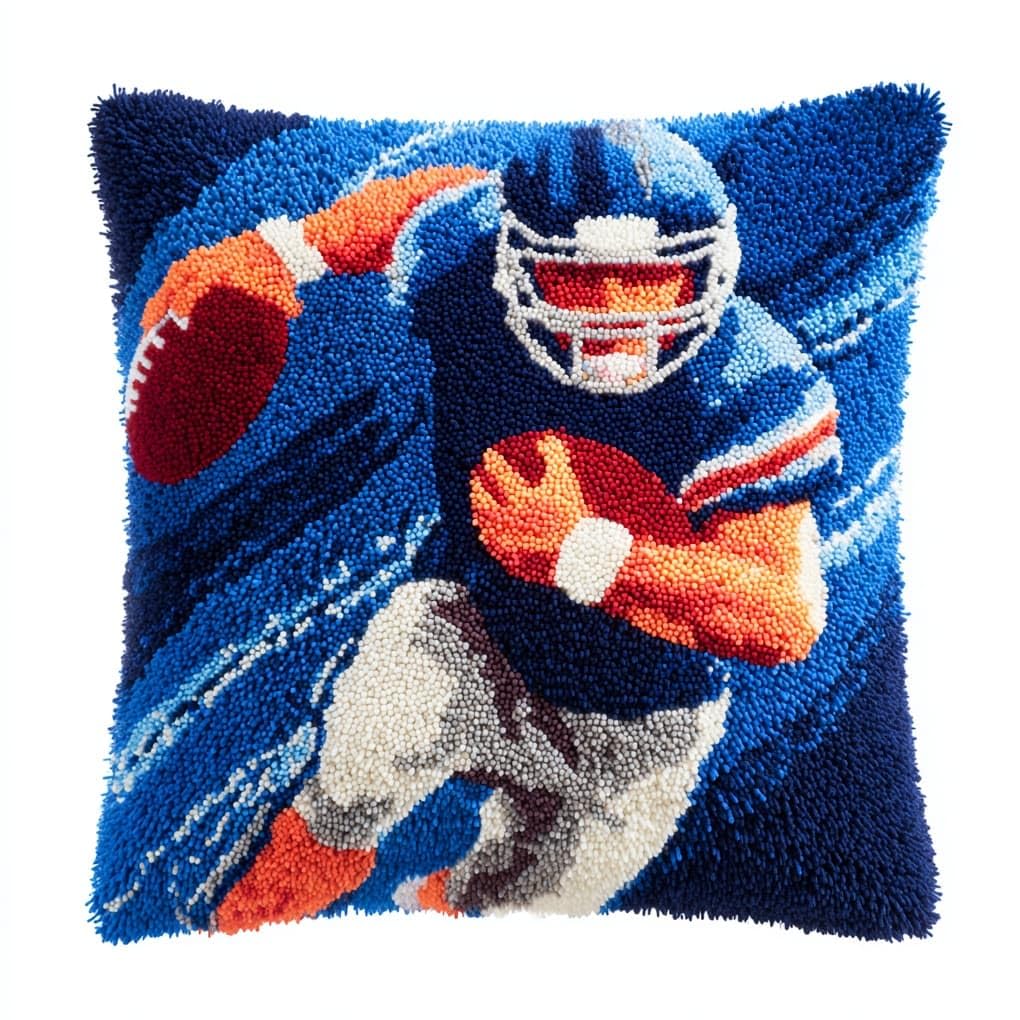 WallustrioaW Latch Hook Cushion kit 43x43cm,Baseball Player