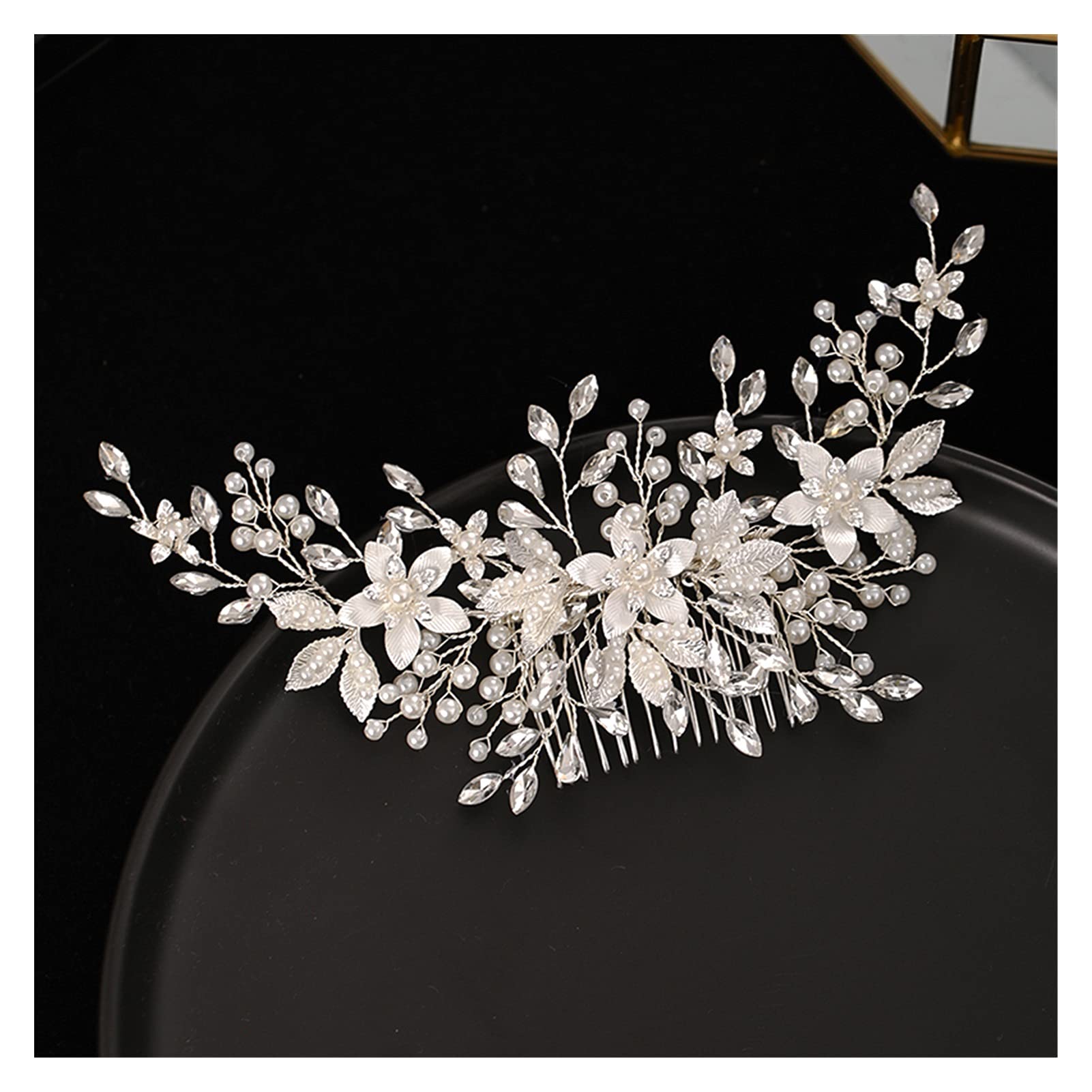 Coie de Fleur de Couleur argentée Faite à la Main Accessoires de Cheveux de Fleur de Fleur Perle for Femmes Accessoires de Mariage de mariée