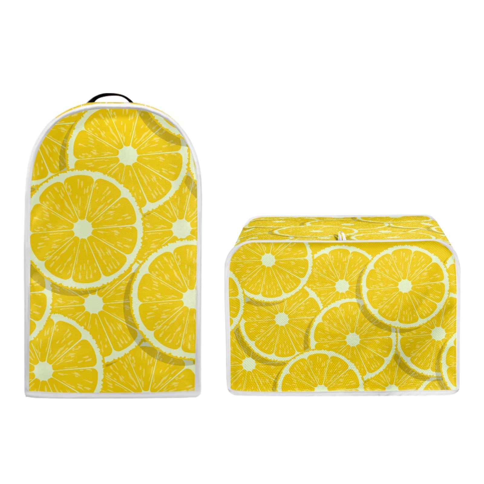 Jiueut Copertura per tostapane a 4 fette con stampa giallo limone, lavabile, copertura antipolvere per miscelatore, copertura per piccoli elettrodomestici per cucina, confezione da 2 pezzi