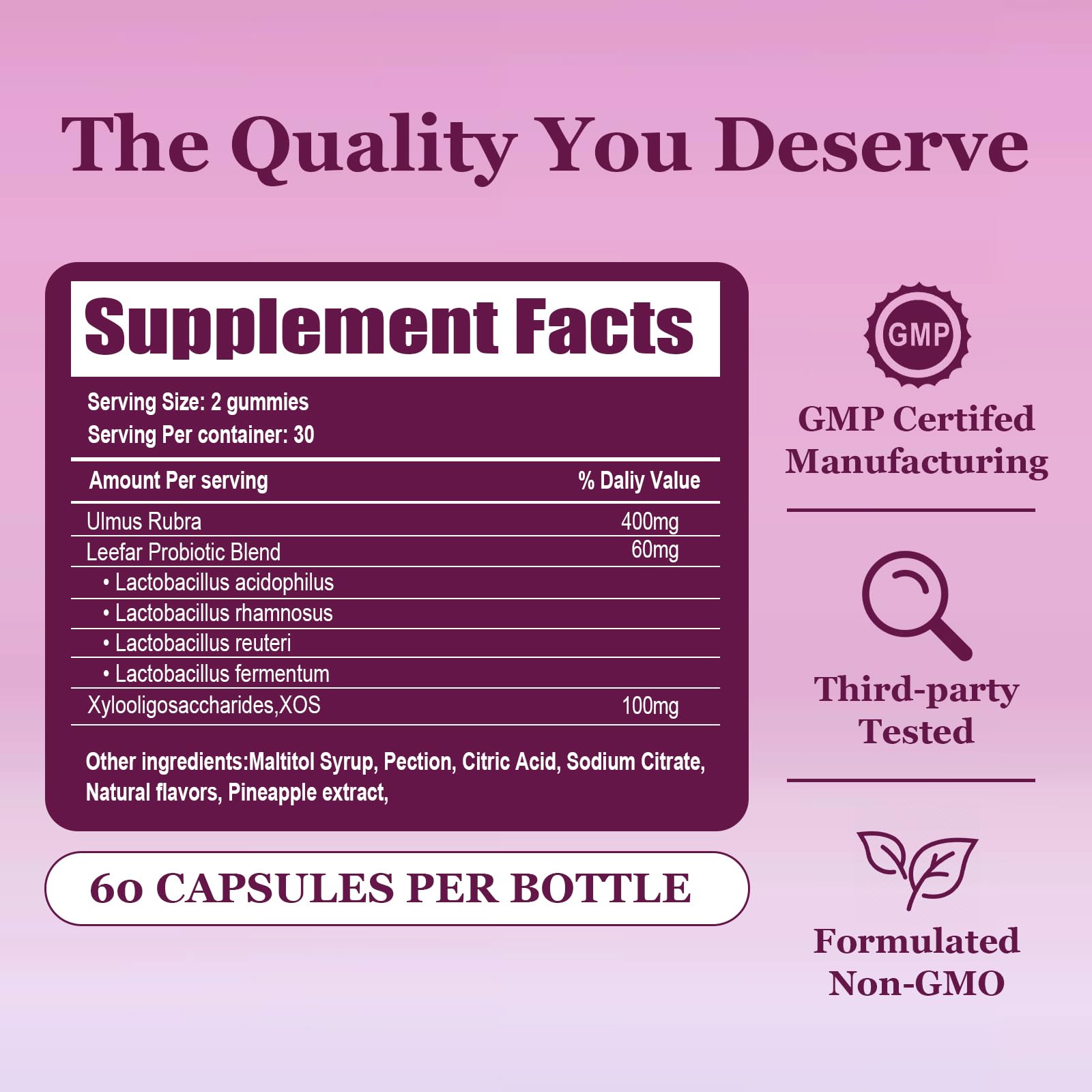 DYALE Her Juicy Feminine Probiotics Gummies for Women | Pineapple Flavor | Supports pH Balance, Gut Health & Immune System | with Slippery Elm, Prebiotics & Lactobacillus Blend | 60 Gummies (2pcs)