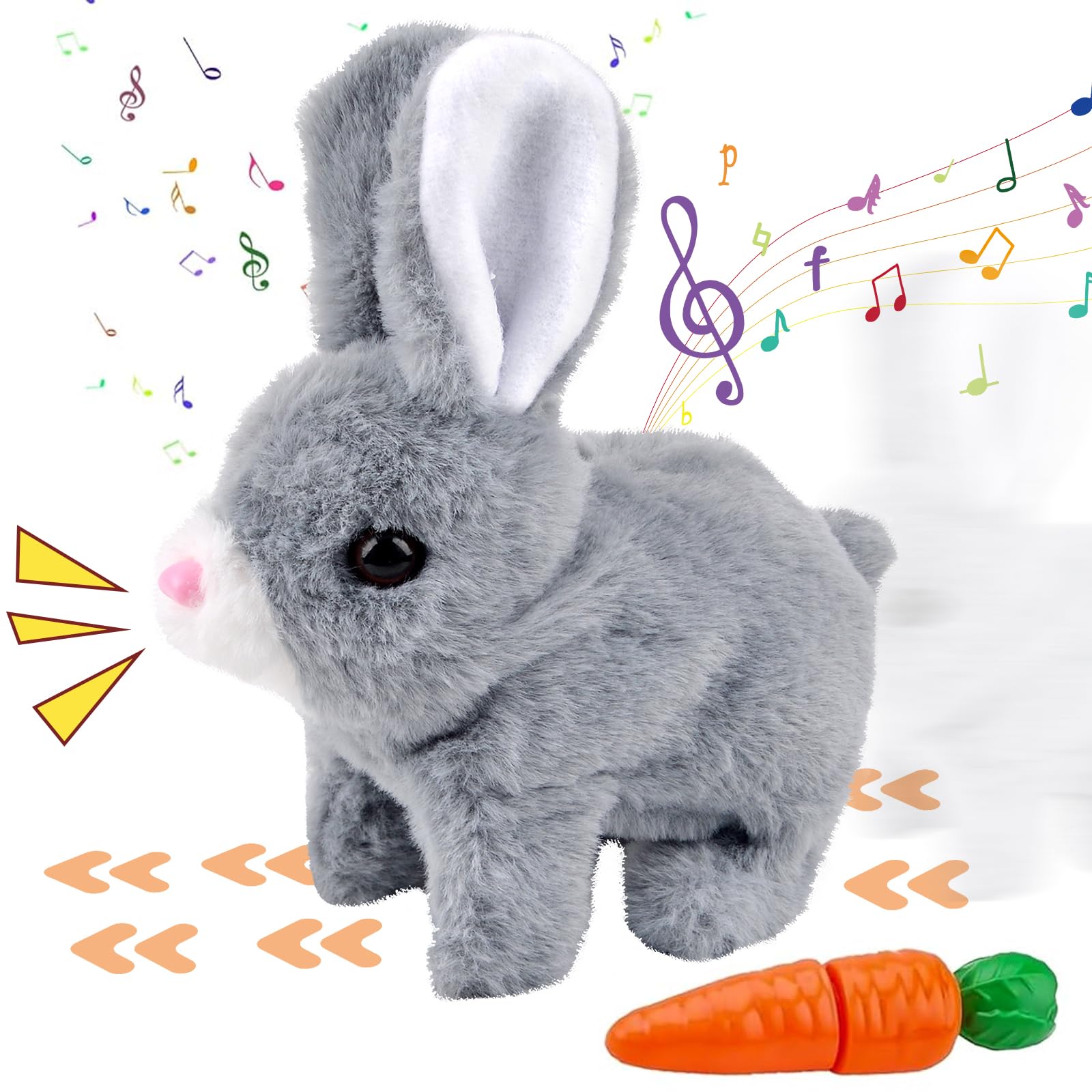 Pipihome Easter Bunny Toys Interactive Rabbit Toy with Carrot