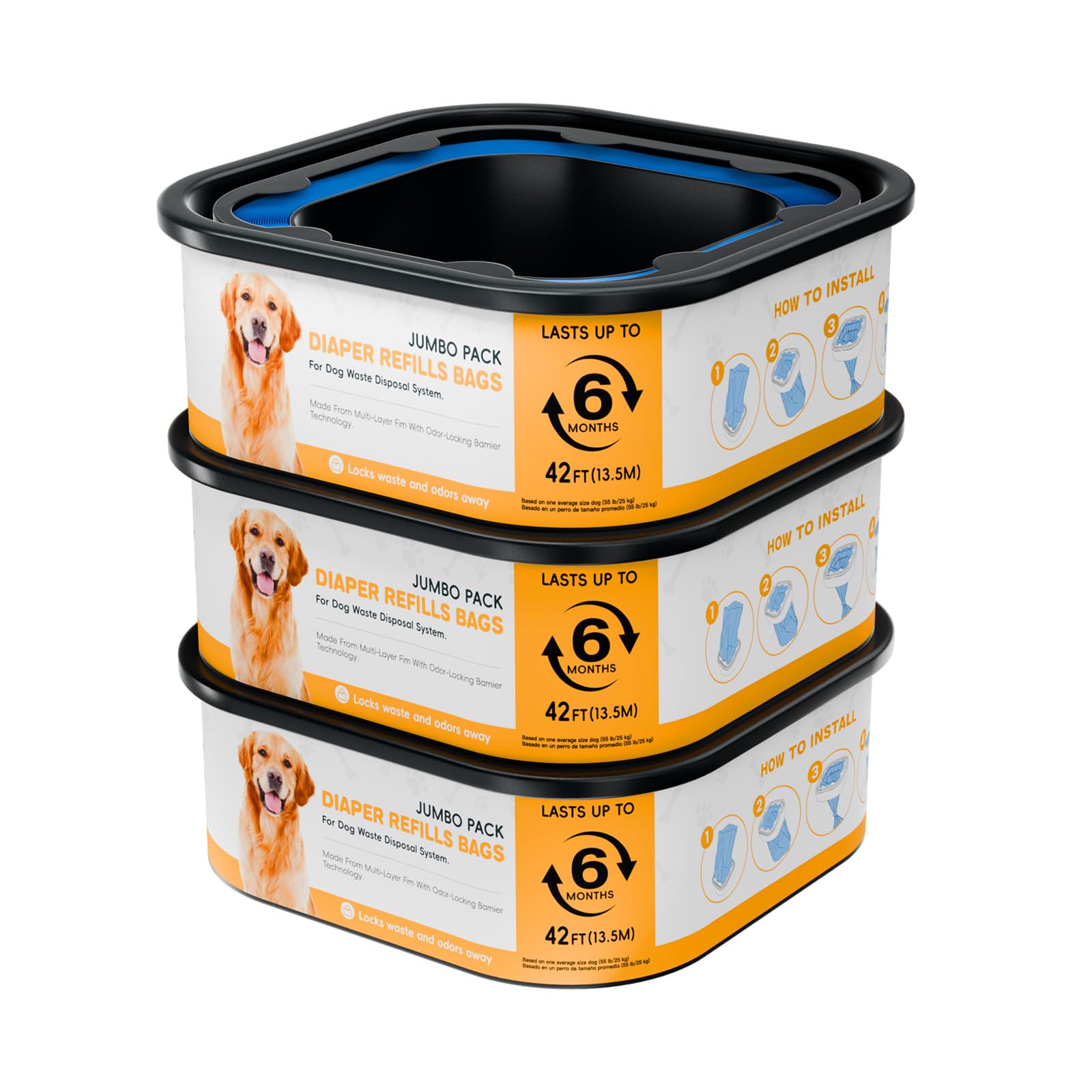 42FT Jumbo Square Refills Disposal Bags Refill Compatible with Pe t Dogs Gen ie Dog Waste Disposal System