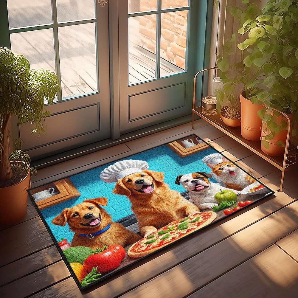 Paillasson extérieur amusant tapis de sol cuisine été chien pizza 65x90