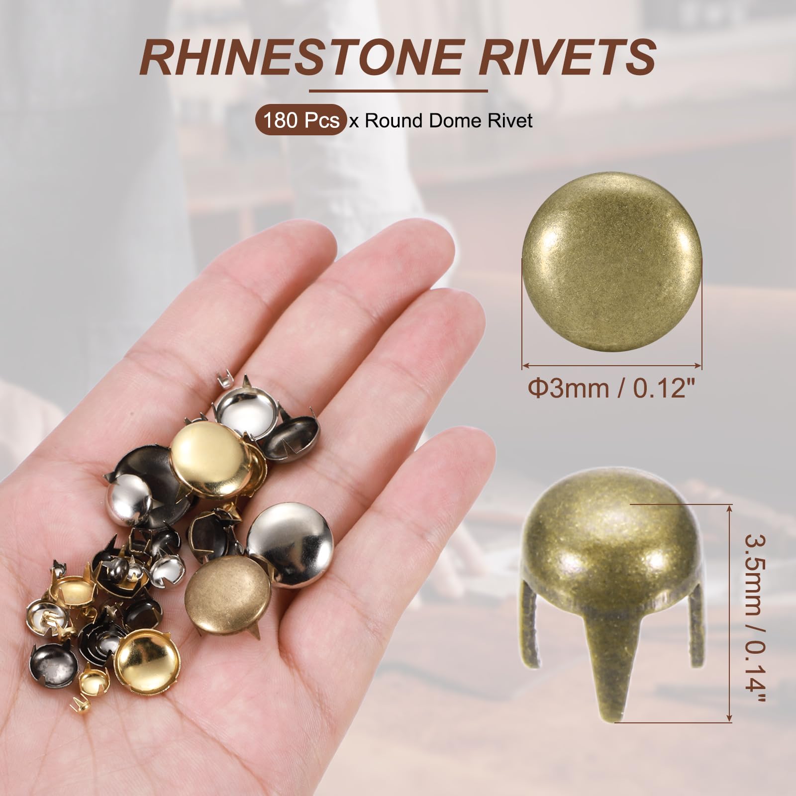 PATIKIL 3mm Round Dome Rivet - Image 2