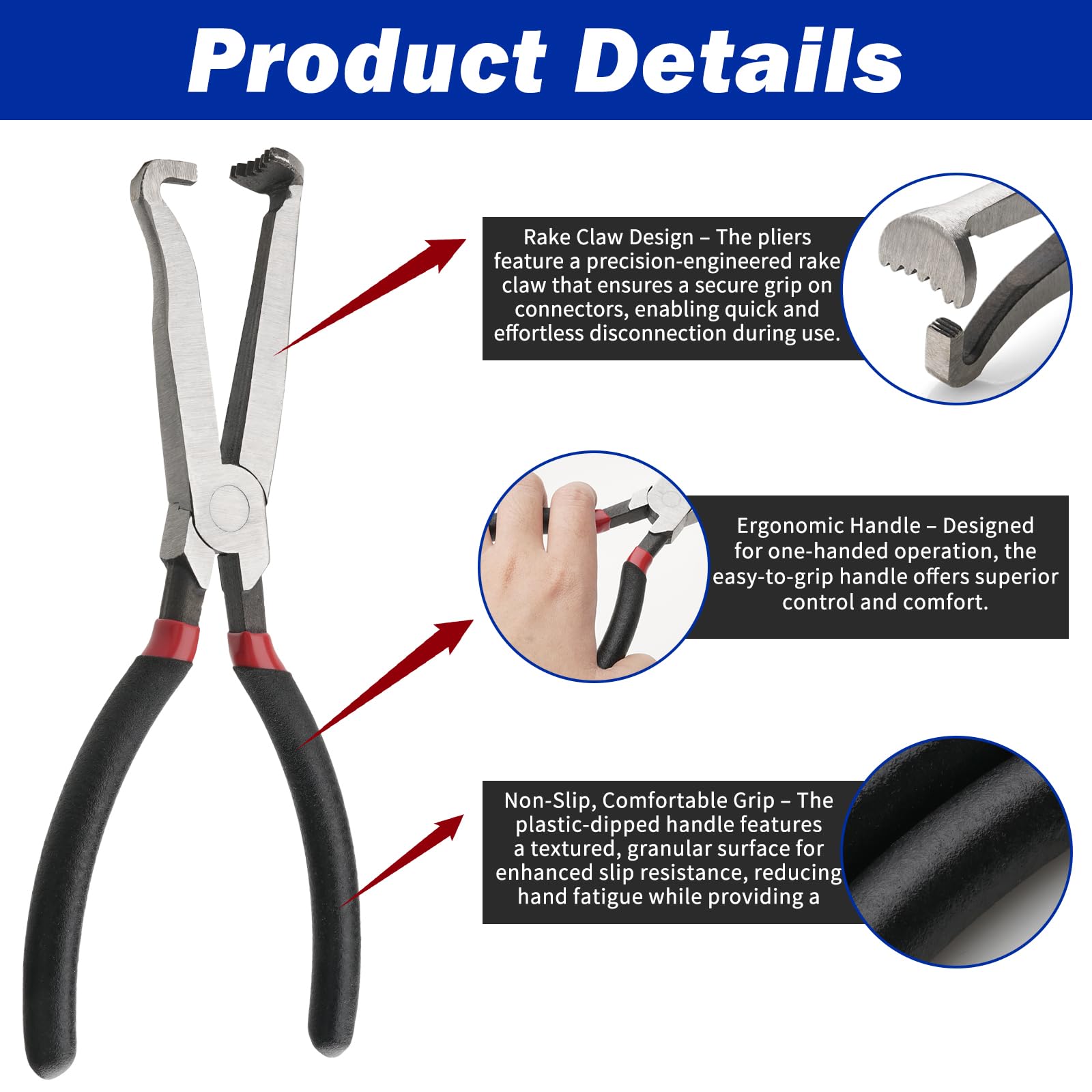 Electrical Disconnect Pliers Electrical Connector for Cars Straight and 60°Bend Fuel Line Petrol Clip Pipe Pliers with Double-Head Separator Automotive Remove Tools