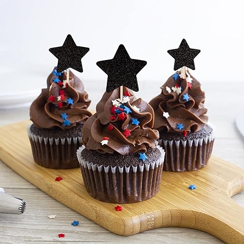 Miniatura 6 de 30 piezas de decoraciones para tartas con purpurina de estrella pequeña, adornos para cupcakes con temática de estrella brillante, suministros para