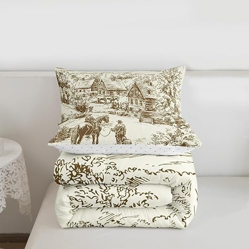 Miniatura 3 de Erosebridal Juego de edredón vintage occidental, tamaño King, ropa de cama de vaquero para niños y hombres, juego de ropa de cama de vaquero