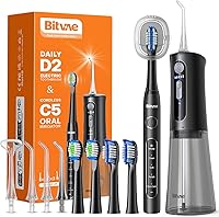 Vista 1 de Combinación de hilo dental de agua y cepillo de dientes eléctrico - Hilo dental de agua inalámbrico para dientes - Cepillo de dientes eléctrico