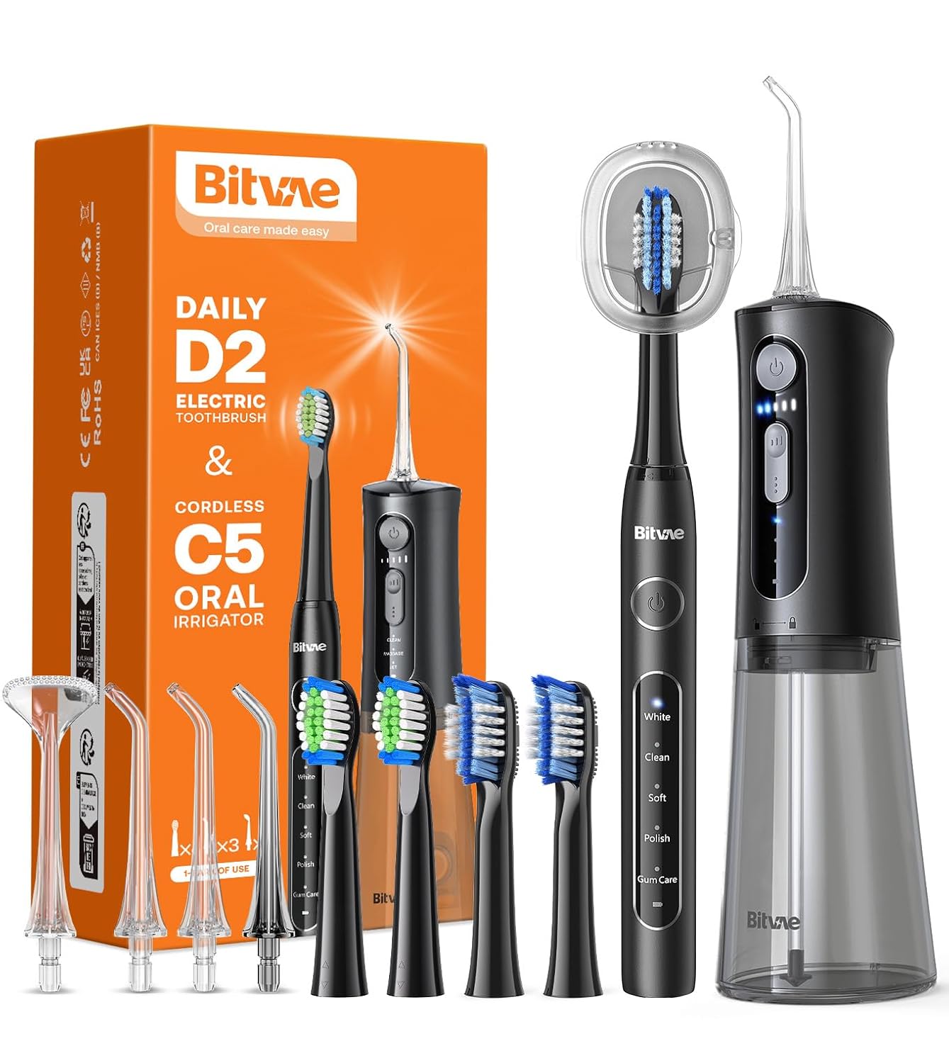 Water Flosser and Electric Toothbrush Combo - Cordless Water Flosser for Teeth - 5 Modes Sonic Electric Toothbrush