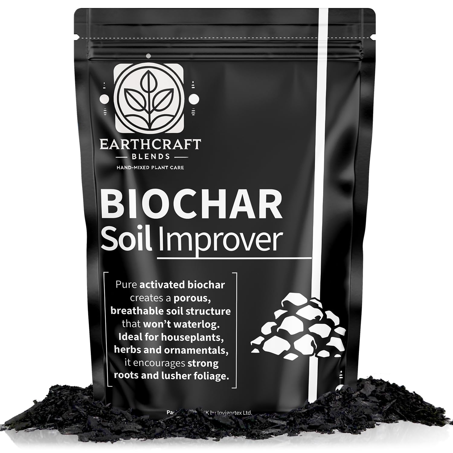 EarthCraft Blends Bio Char Soil Improver for Plants – Premium Biochar Soil Amendment for Compost, Pots & Garden Beds – Multiple (10 Litre)
