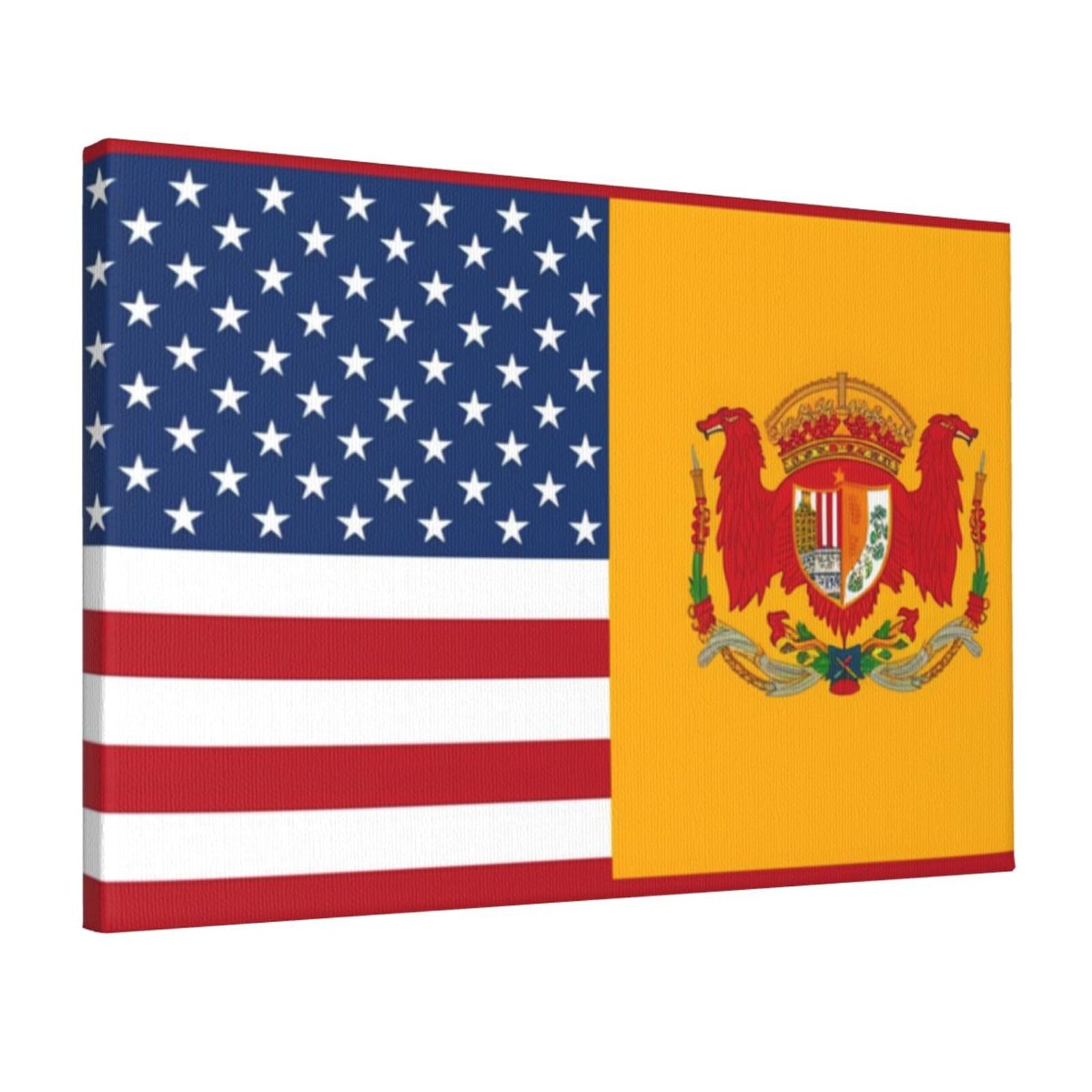 KLOPH American Spain Flag Canvas Wall Art for Living Room 12"x18" Modern Artwork Painting for Bathroom Hanging Canvas Prints Aesthetic Wallart for Bedroom Kitchen Office Wall Decor
