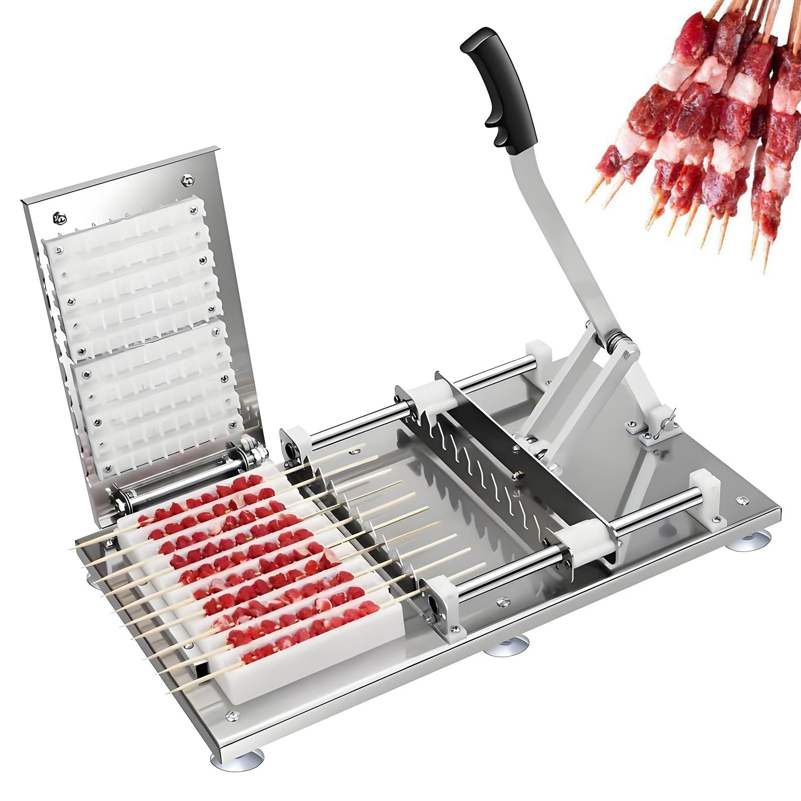 10-Hole Multi-fonction Bamboo Meat String Skewer Machine 2templates
