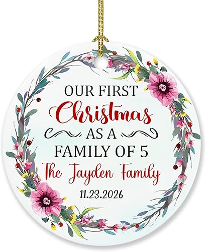 Miniatura 7 de Adorno de Navidad personalizado para la primera familia de renos, nuestra primera Navidad como familia de cuatro adornos, familia de 4 adornos