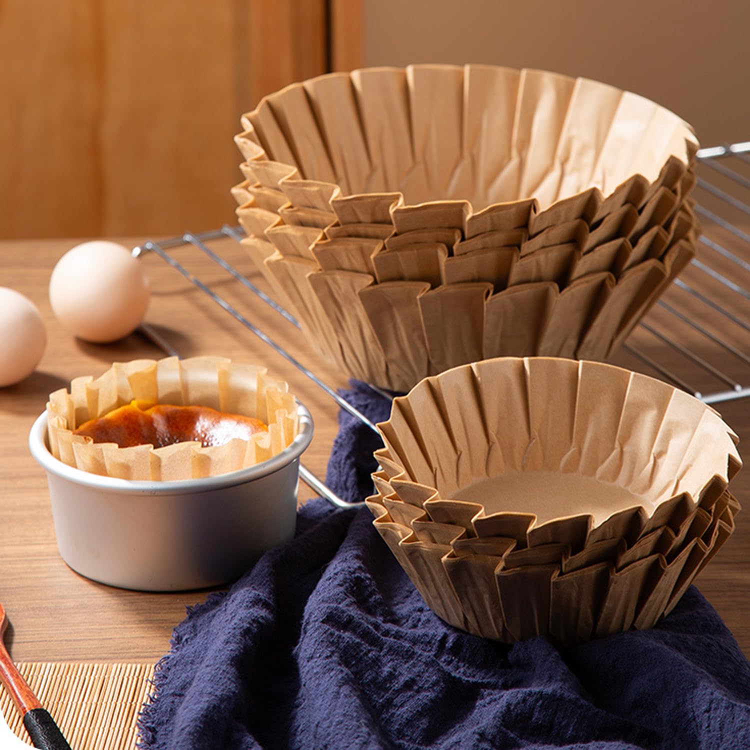 100PCS Basques Cake Paper, 4 Inch Round Parchment Paper, Non-Stick Cupcake Cheesecake Liners Disposable for Air Fryer,Microwave,Oven