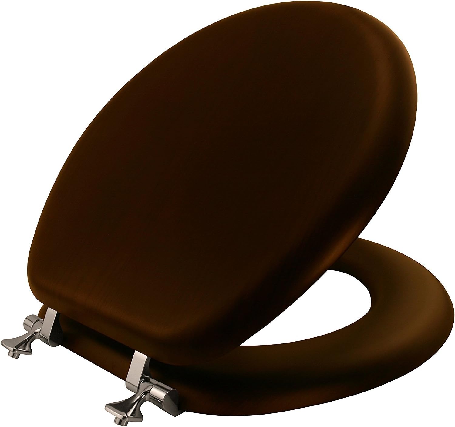 Mayfair/Bemis 9601CP 888 Natural Walnut Wood Toilet Seat with Chrome