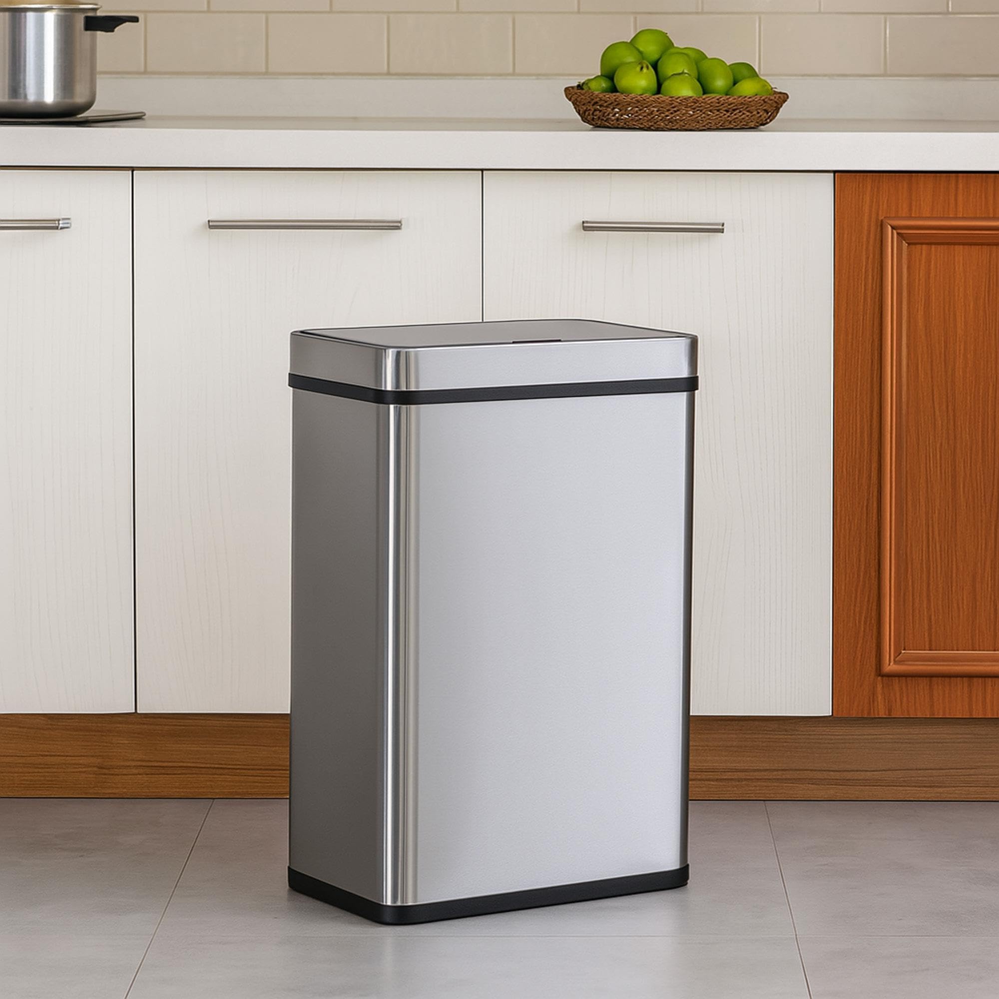 Cubo de Basura de 70L color Metálico en Acero inoxidable con Sensor automático y Filtro antiolor 78cm altura