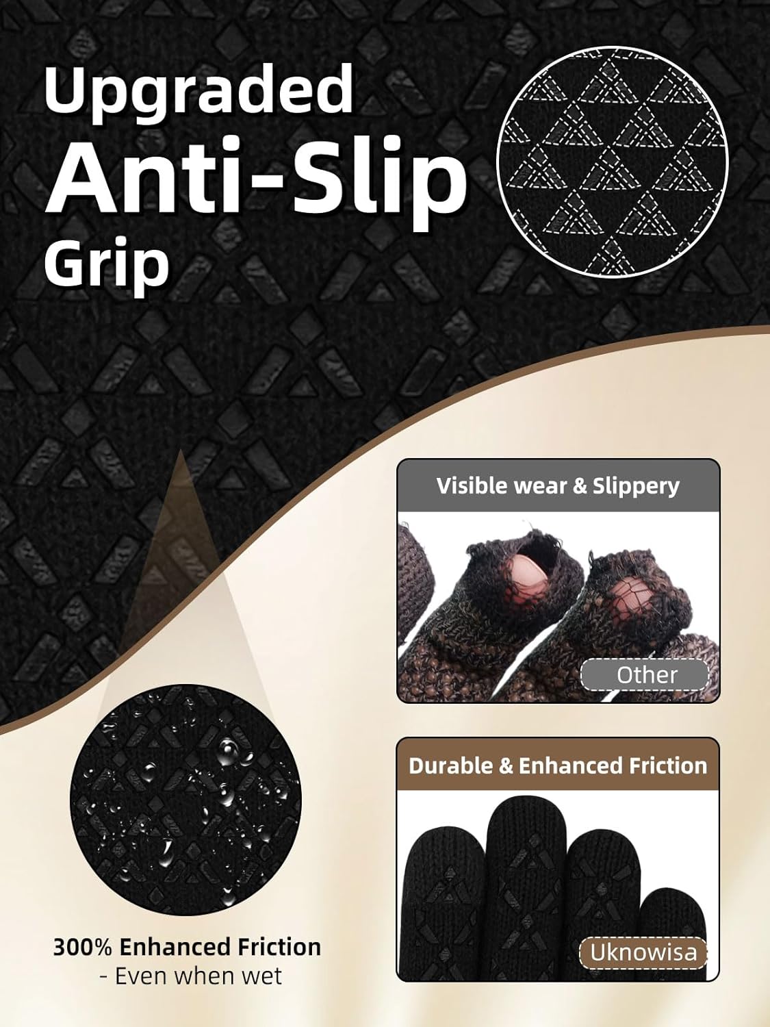 Winter Gloves for Men Women, Warm Fleece Lined with Touch Screen, Thermal Knit with Anti-Slip for Running Driving - Image 2