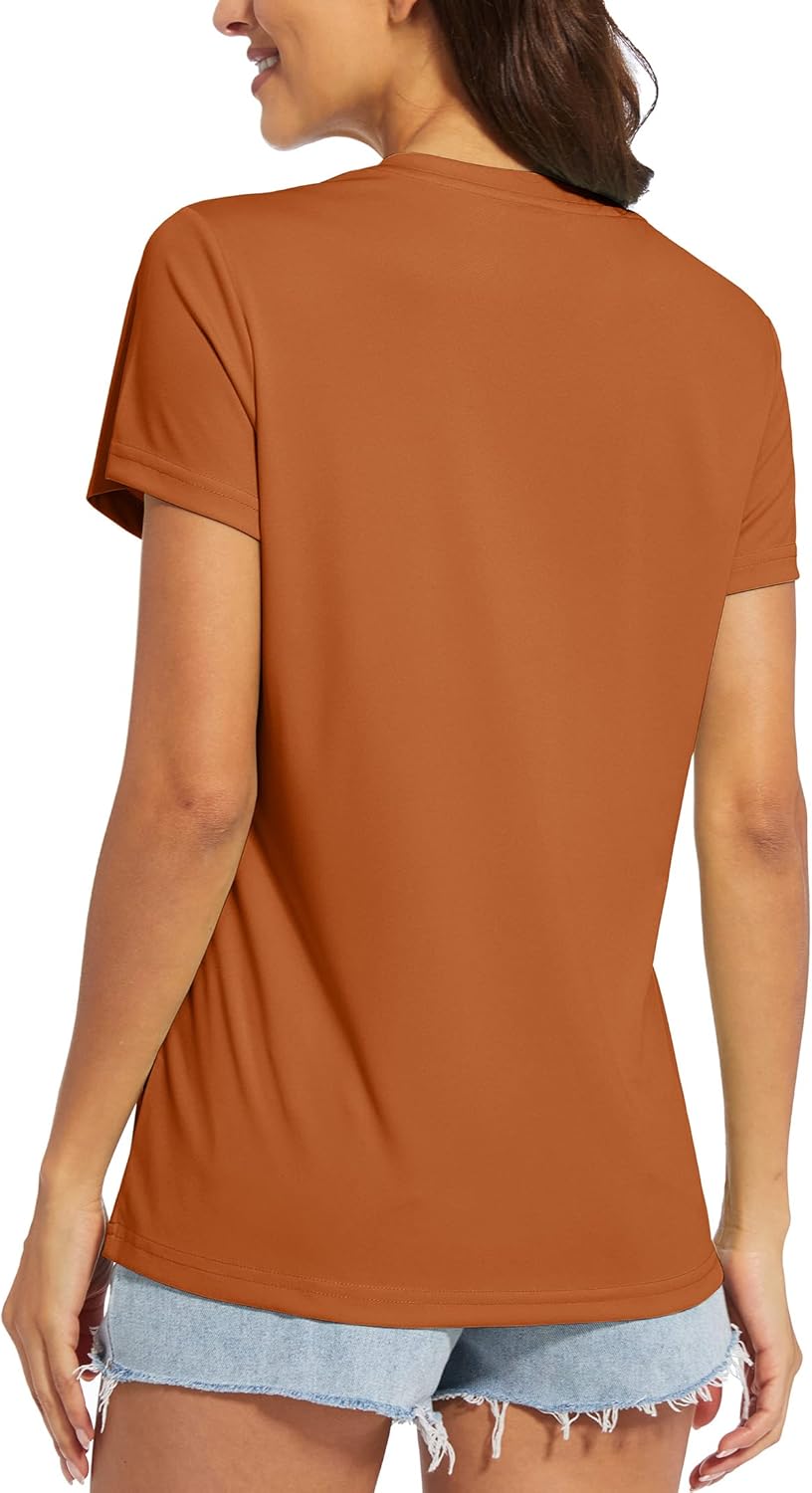 MAGCOMSEN Women's T Shirts Short Sleeve Workout Tops UPF 50+ Sun Protection V-Neck Moisture Wicking Quick Dry Tee - Image 2