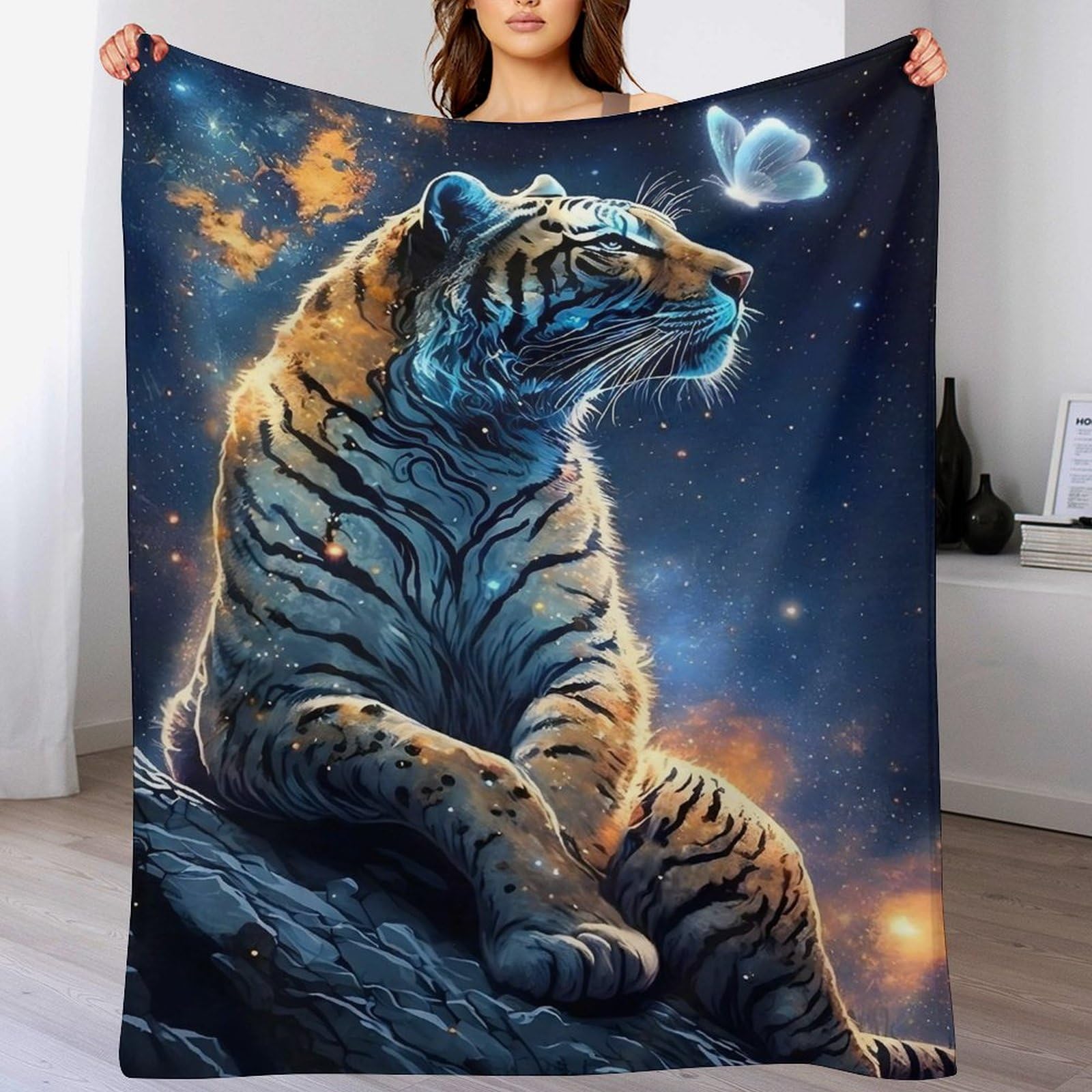 Couverture tigre en flanelle 150x200cm pour adulte et enfant