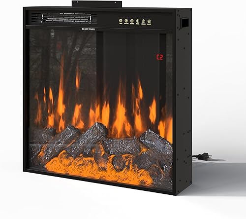 Homsee Chimenea eléctrica empotrada de 23.6 pulgadas, calentador de chimenea con control remoto, 1500750 W, chimenea, pequeñas chimeneas con