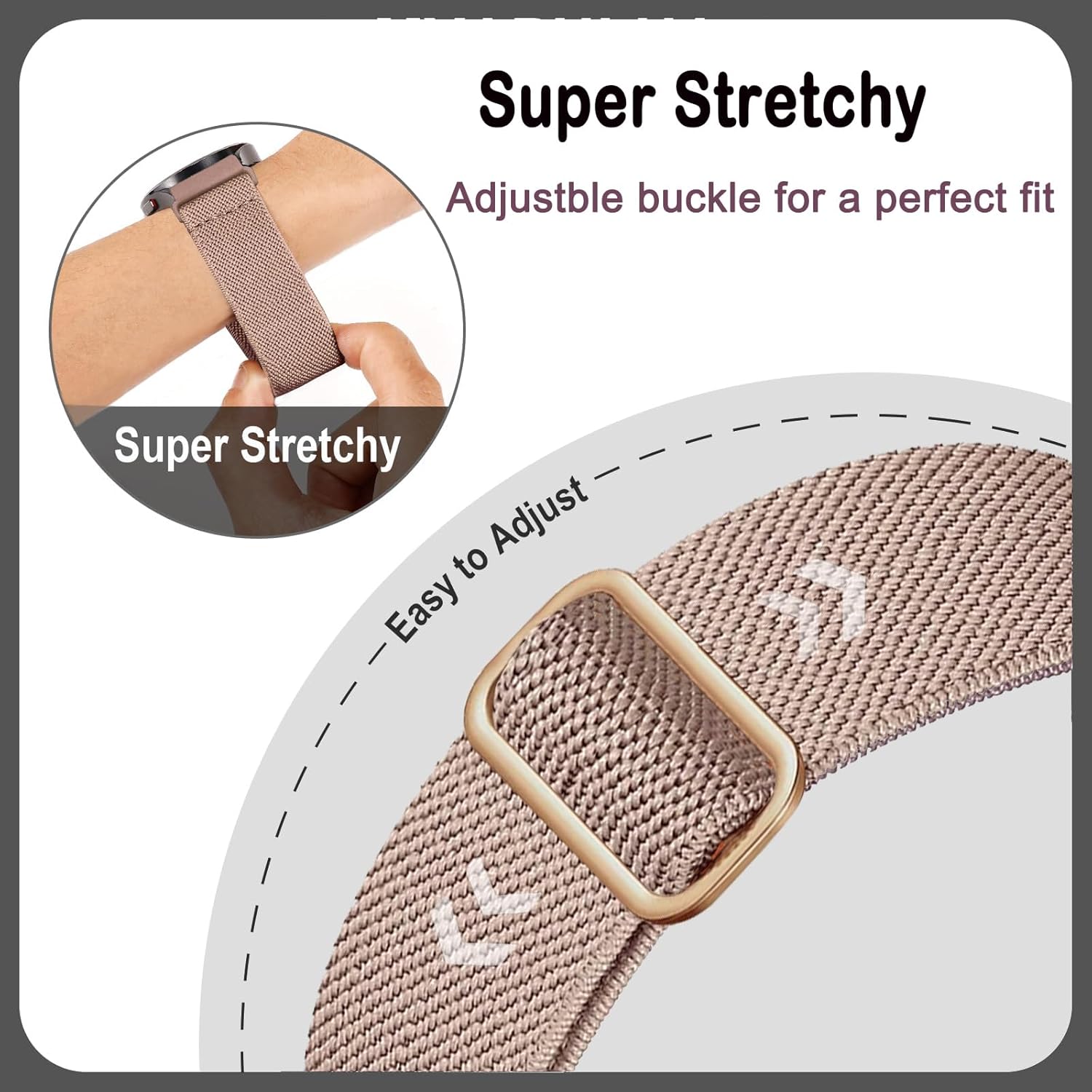 Stretchy Watch Bands Compatible with Garmin Fenix 8 43mm/Fenix 7S / Fenix 6S / Fenix 5S / epix Pro 42mm, Quick Fit 20mm Nylon Elastic Fabric Strap for Garmin Approach S70 42mm - Image 4