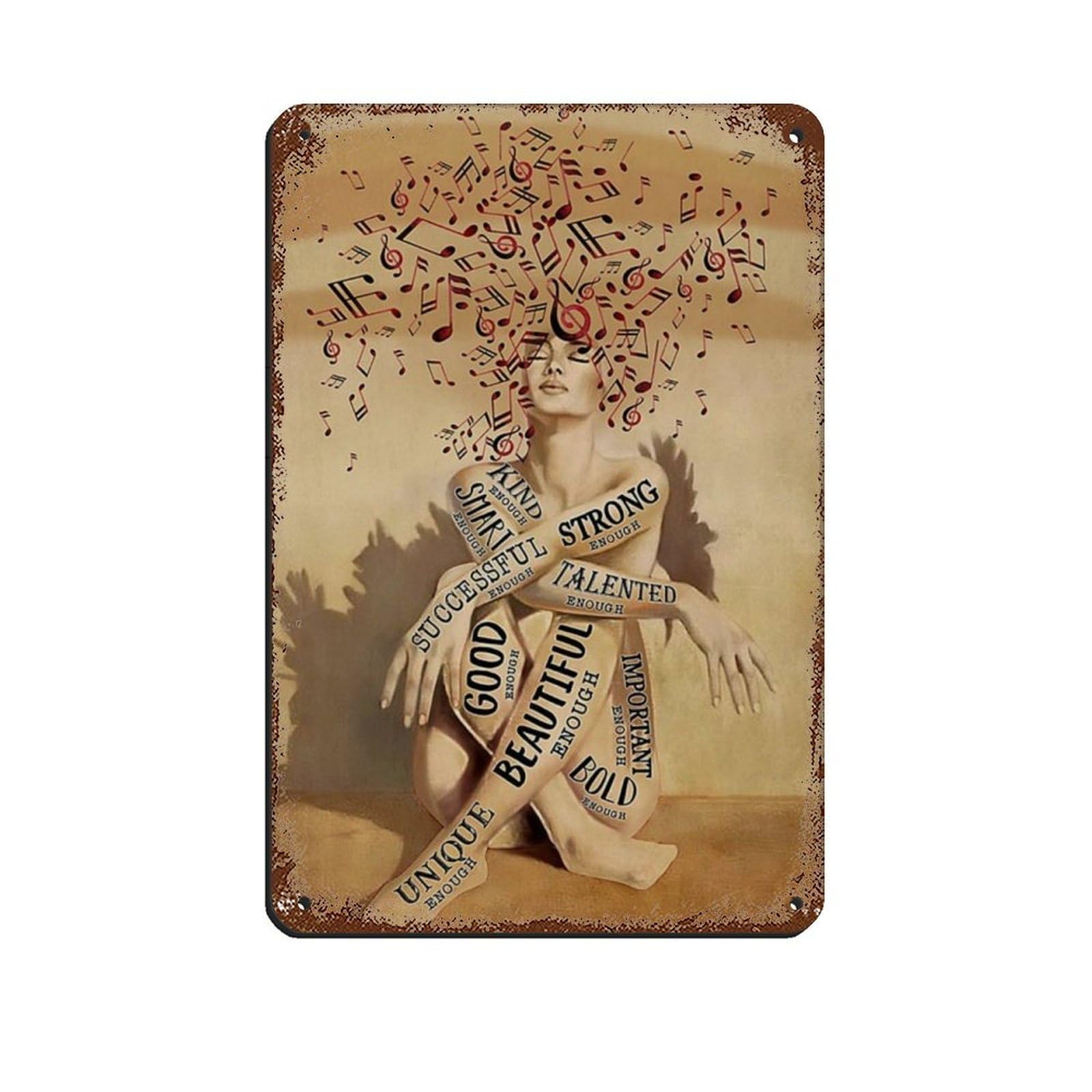 Girl And Wine, Music Poster Retro Poster Metal Tin Sign Chic Art Retro Iron Painting Bar People Cave Cafe Family Garage Poster Wall Decoration 8x12inch(20x30cm)