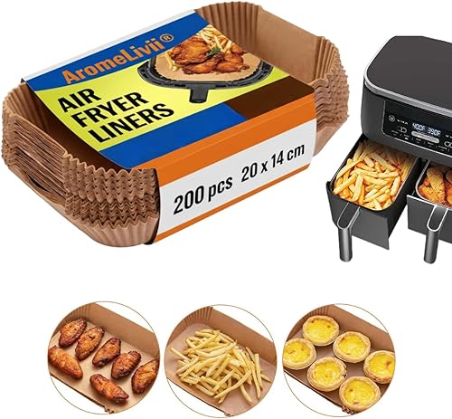 Forro de papel desechable para freidora de aire, paquete de 200 unidades de papel de hornear para freidora de aire doble Ninja Foodi DZ201 DZ401, de
