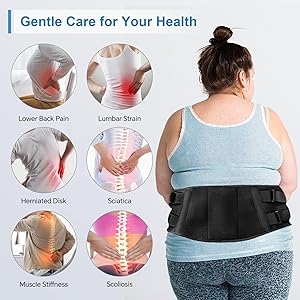 Heating Pad for Period Cramps Back Pain Relief,Electric Heating Pad for Low Back Massager,3 Heat, Black,43"x 6" +20" Extended Belt Gifts for Women,Men,Mom,Dad